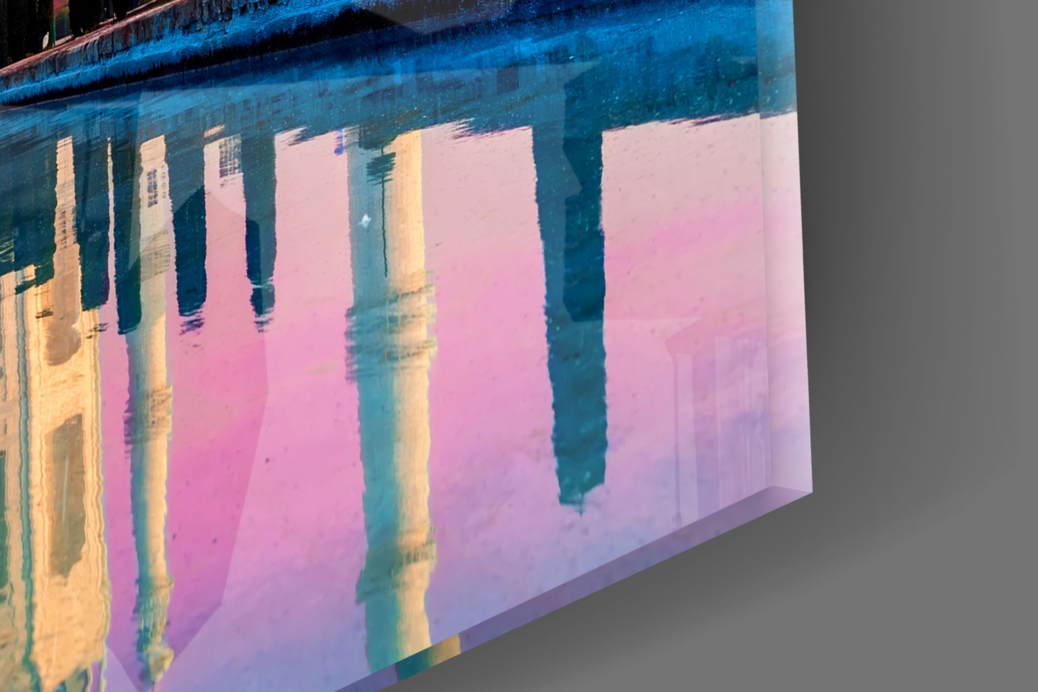 Pastel Pink And Blue Sky Taj Mahal Glass Wall Art