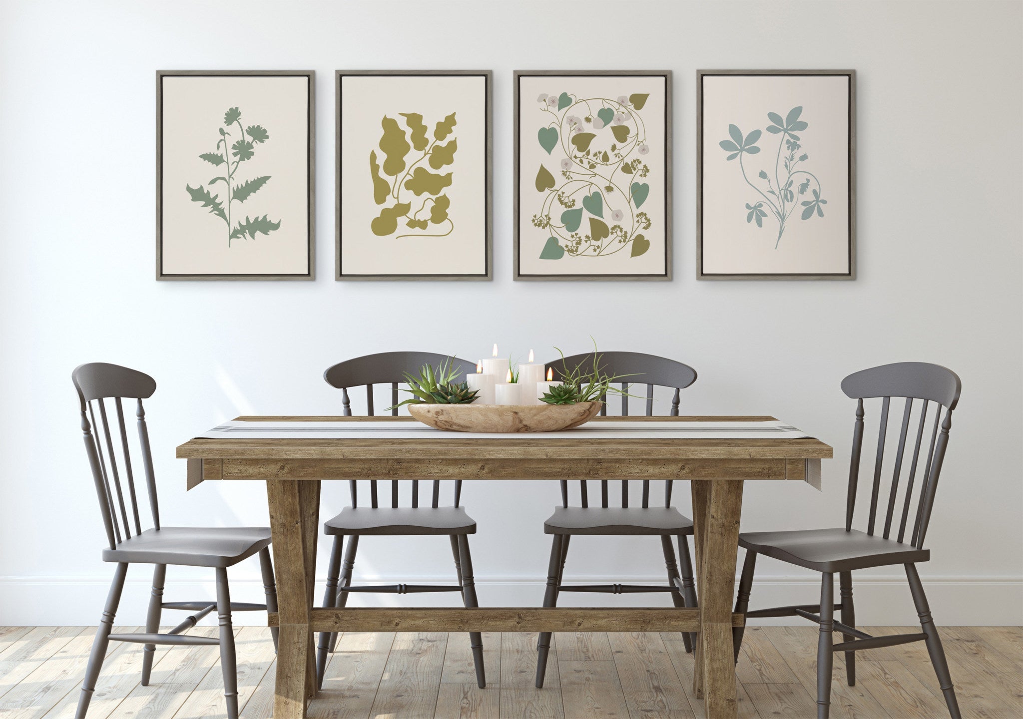 Sylvie Soft and Simple Feminine Blue Botanical Framed Canvas by The Creative Bunch Studio