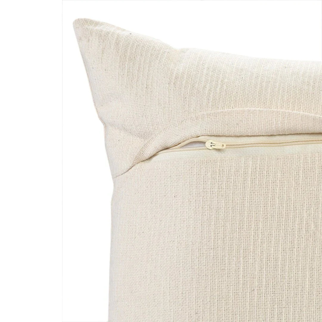 Boho Cushion Cover | 45x45cm | Tufted Organic Cotton | Mustard, Green & Cream-1