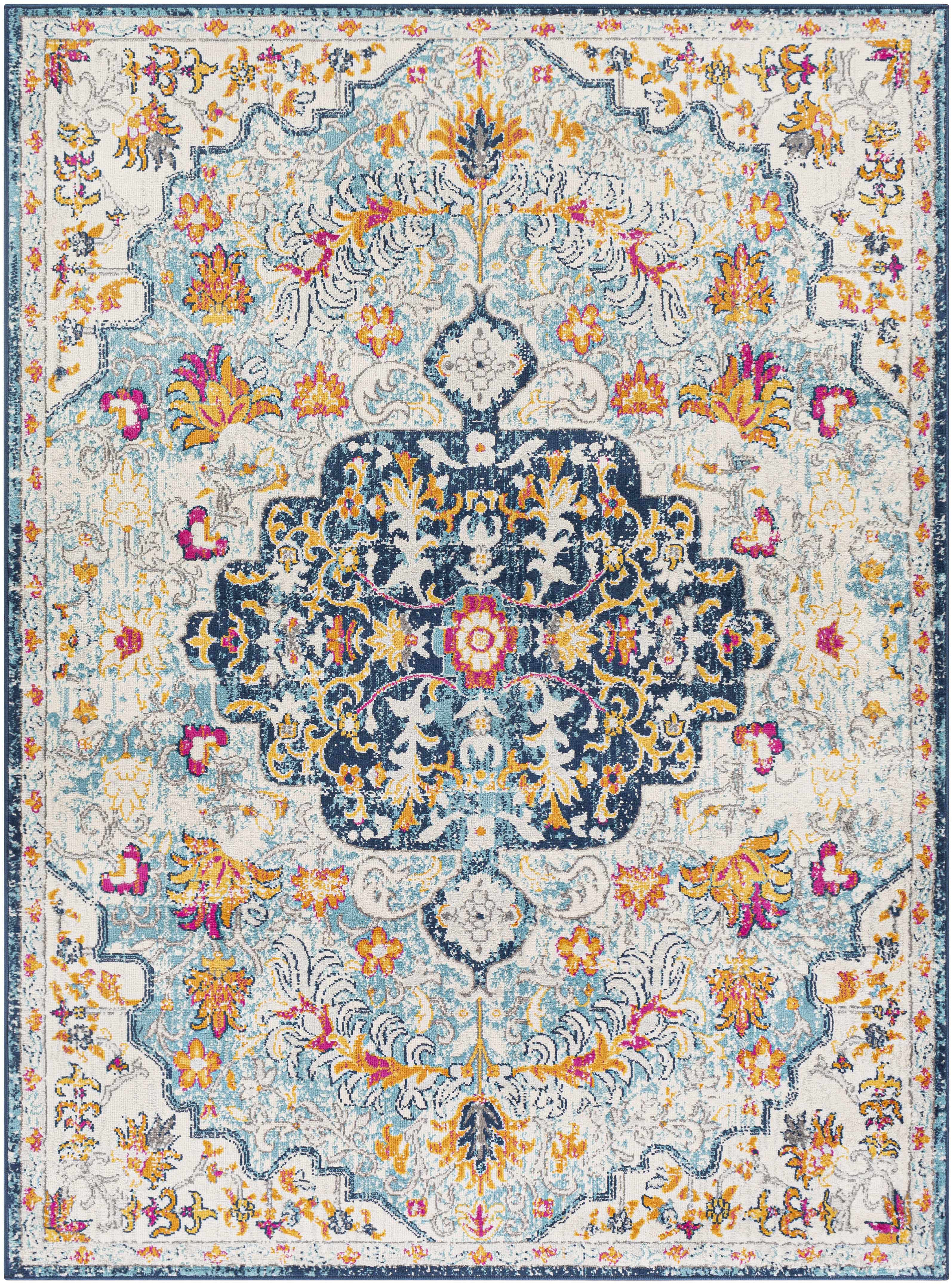 Zoar Blue Medallion Area Rug-5