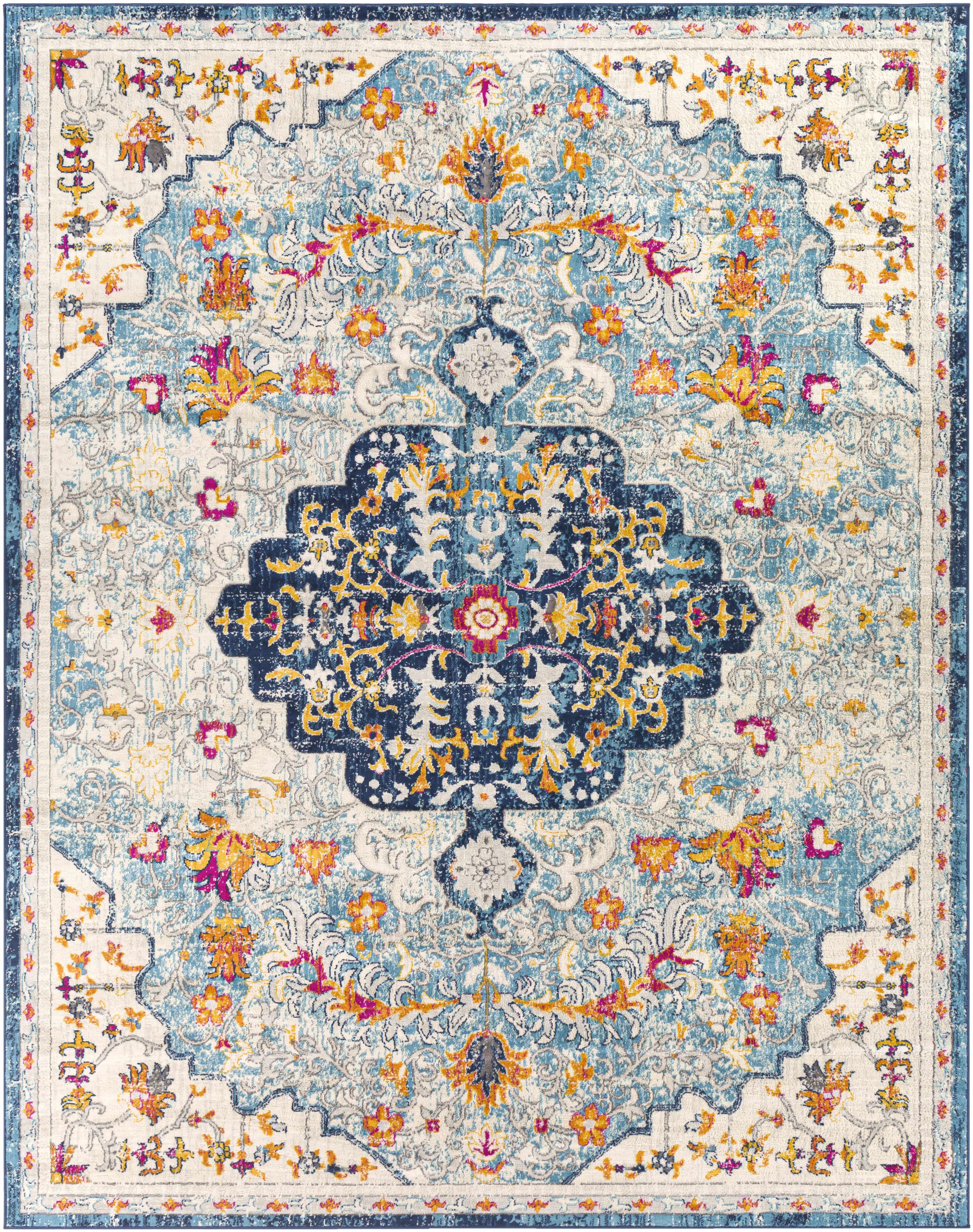 Zoar Blue Medallion Area Rug-6