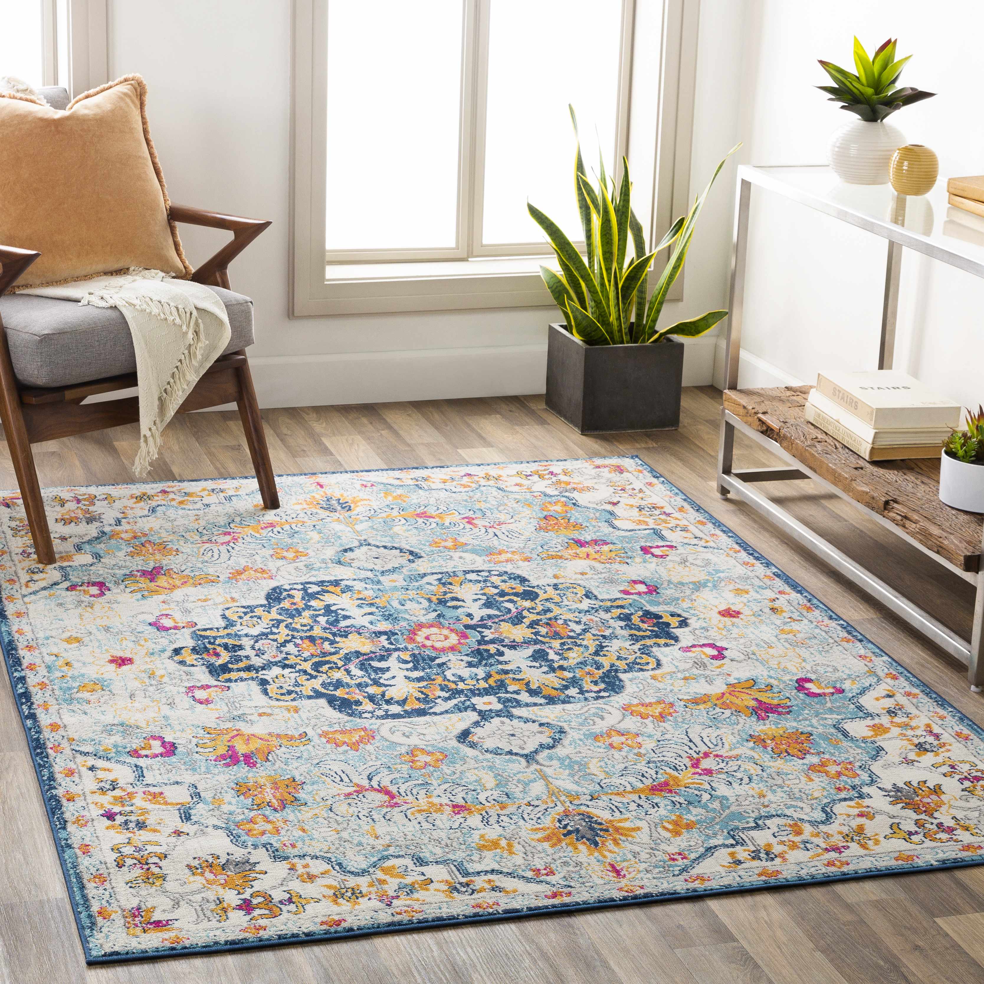Zoar Blue Medallion Area Rug-1