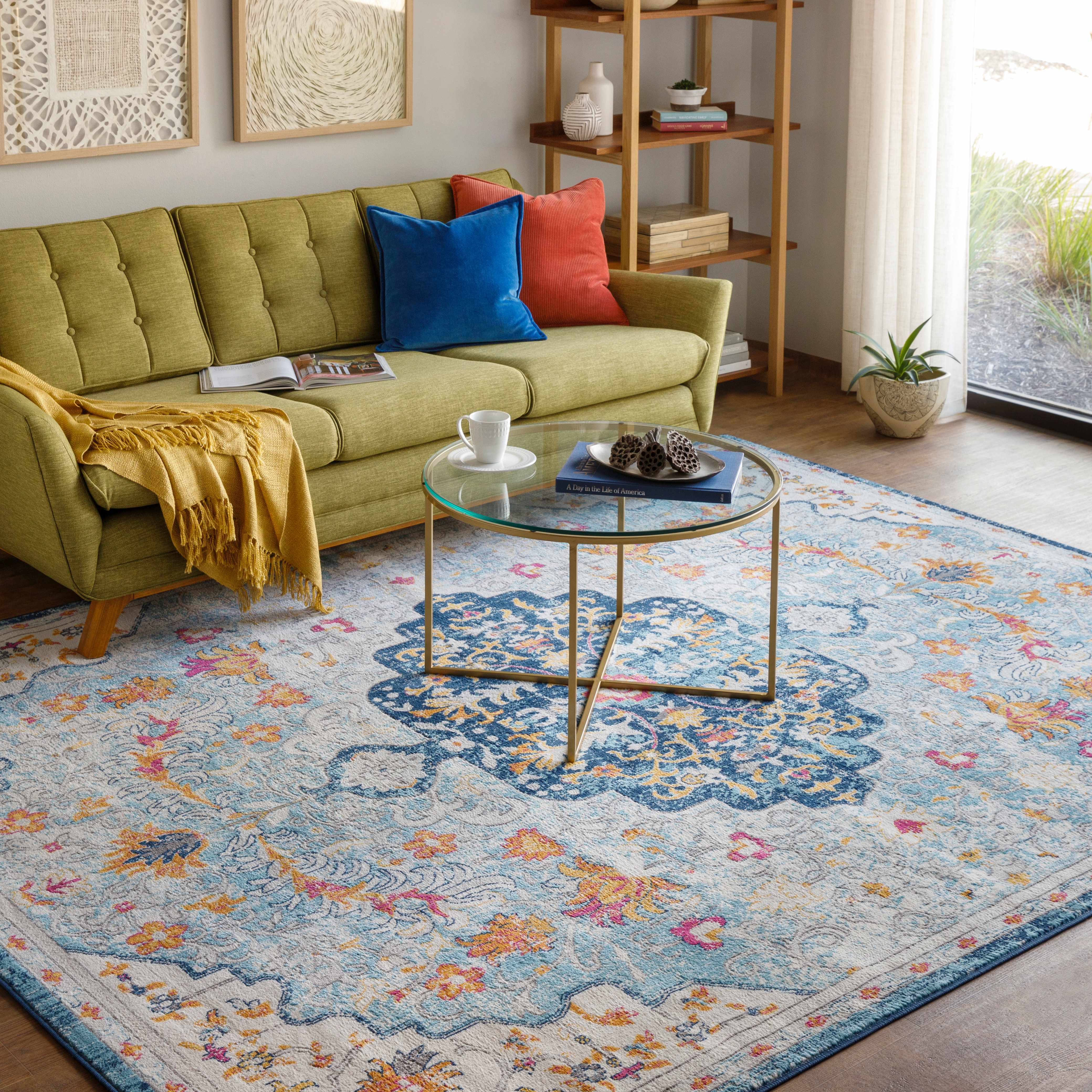 Zoar Blue Medallion Area Rug-0