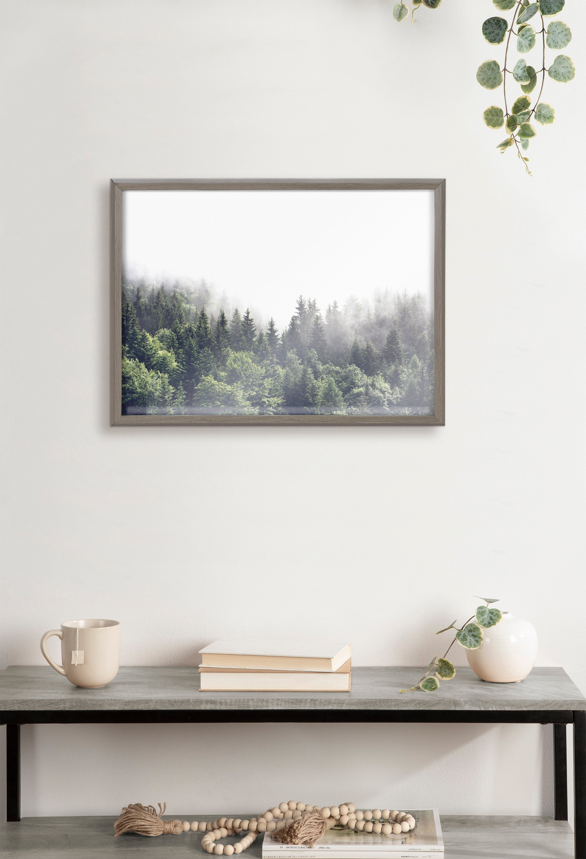 Blake Lush Green Forest on a Foggy Day Framed Printed Glass by The Creative Bunch Studio
