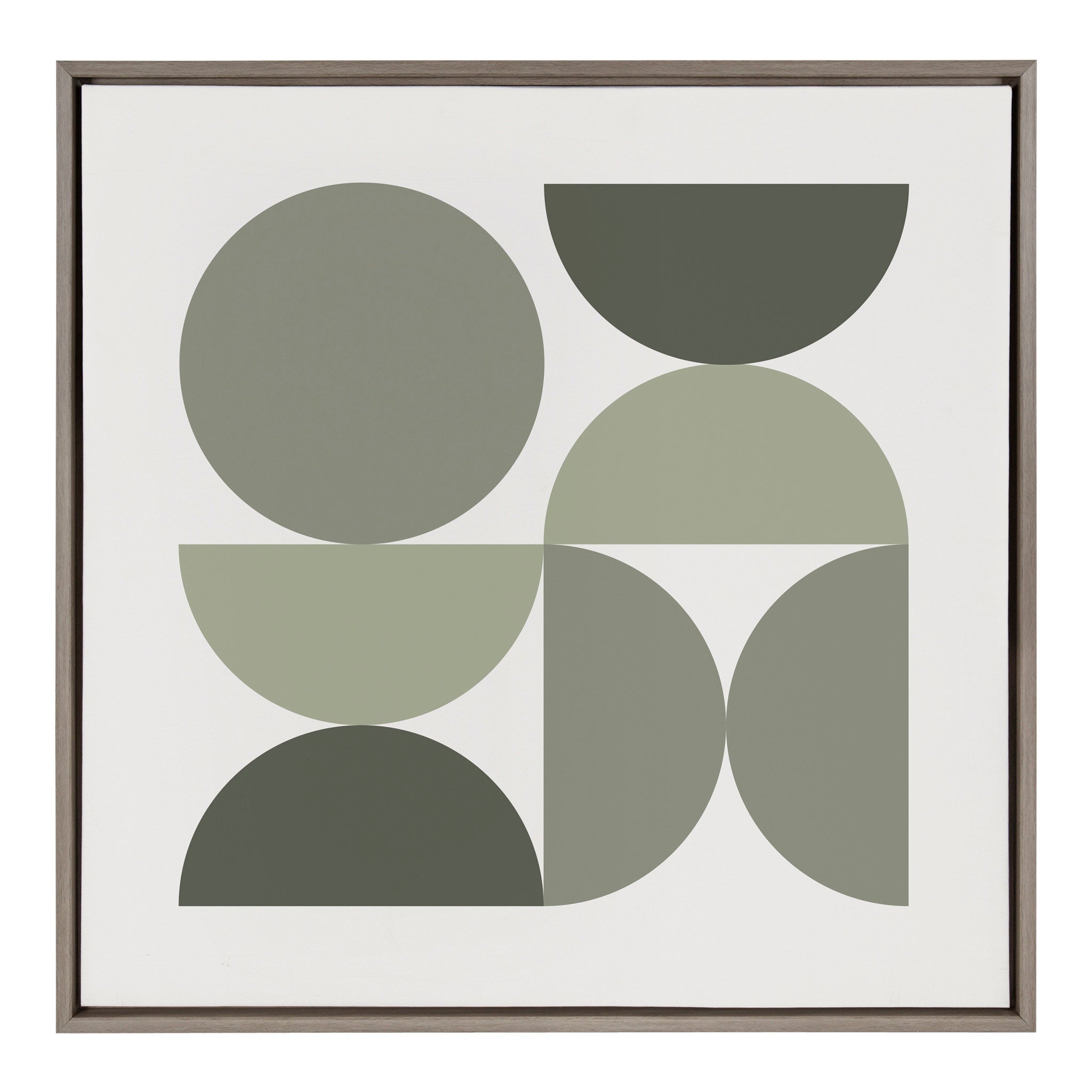 Sylvie Bold Vintage Geometric Nourishing Greens Framed Canvas by The Creative Bunch Studio