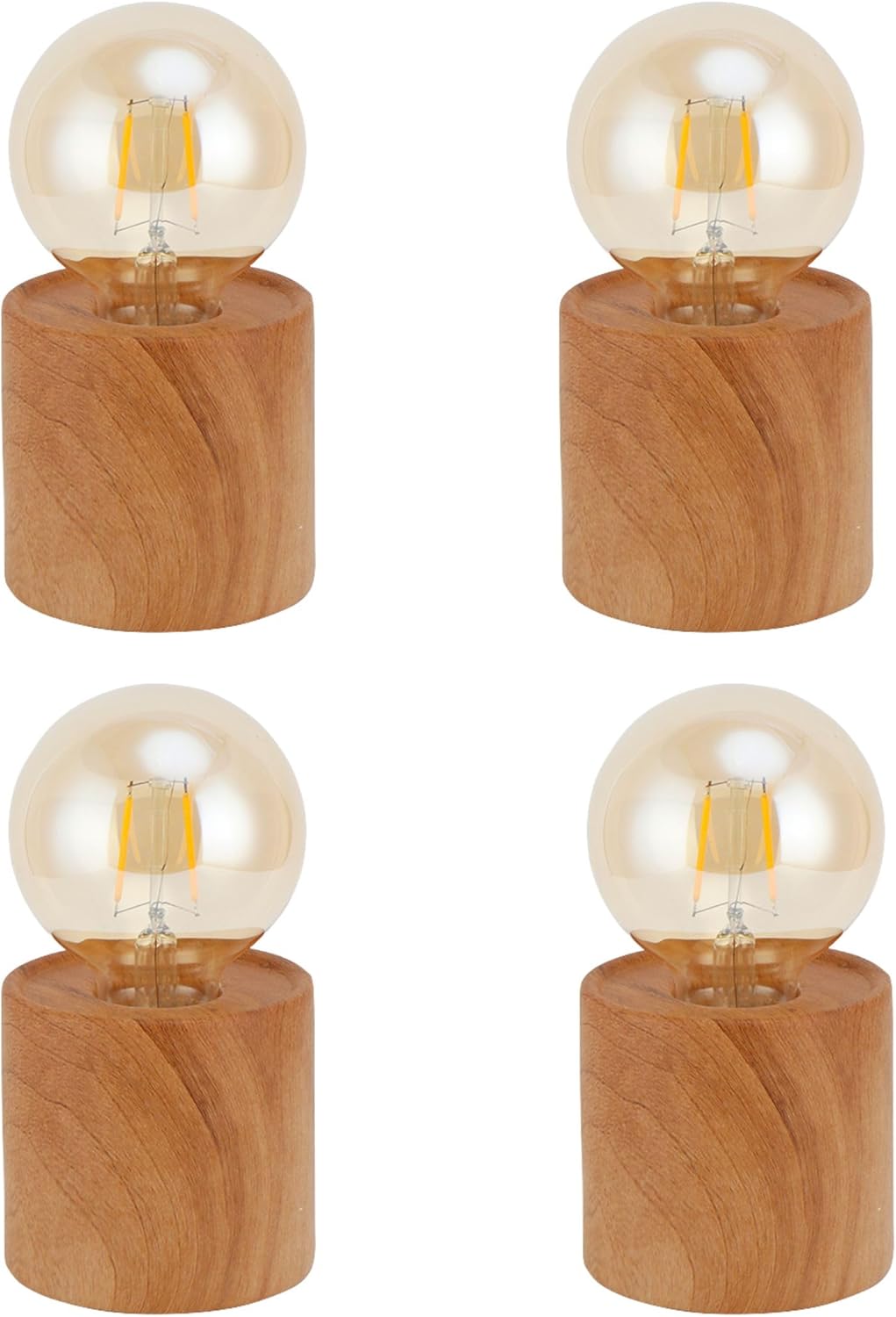 JHY DESIGN Set of 4 Wood Grain Table Lamp 6.5" Tall Cordless Lamp Light with Edison Style Bulb and 6 Hours Timer Battery Operated Lamp Great for Living Room Weddings Parties Patio Indoors Outdoors-5