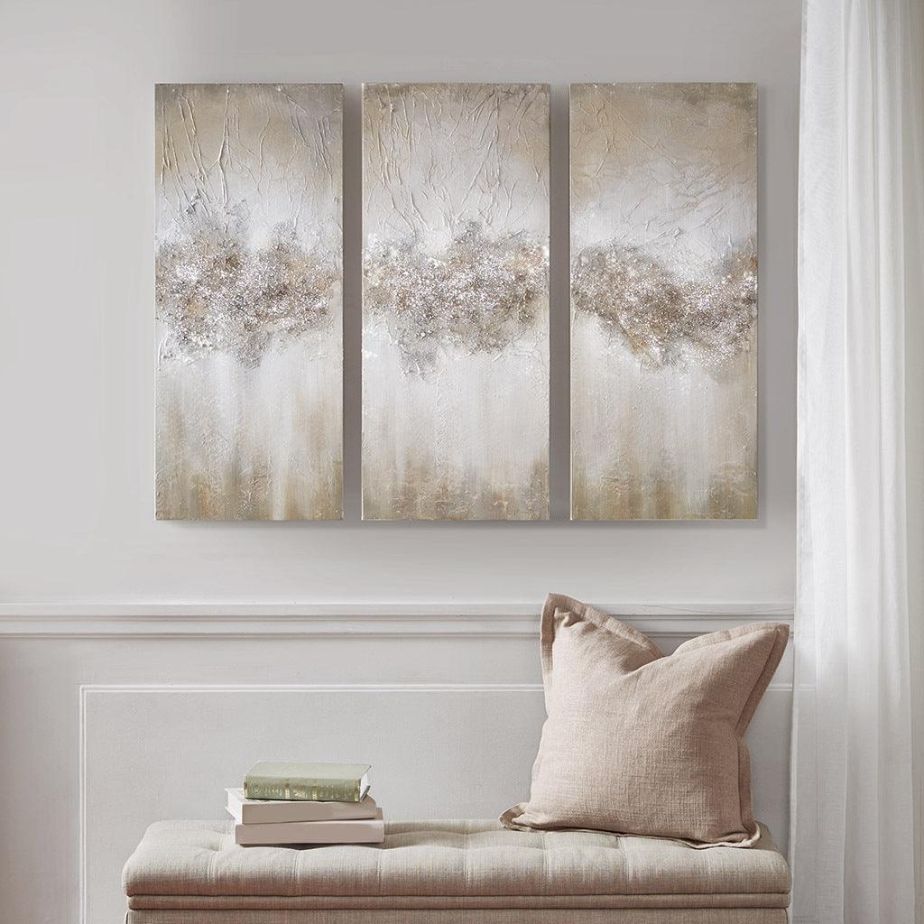 Heavily Embellished 3-piece Canvas Wall Art Set - PRHOMZ
