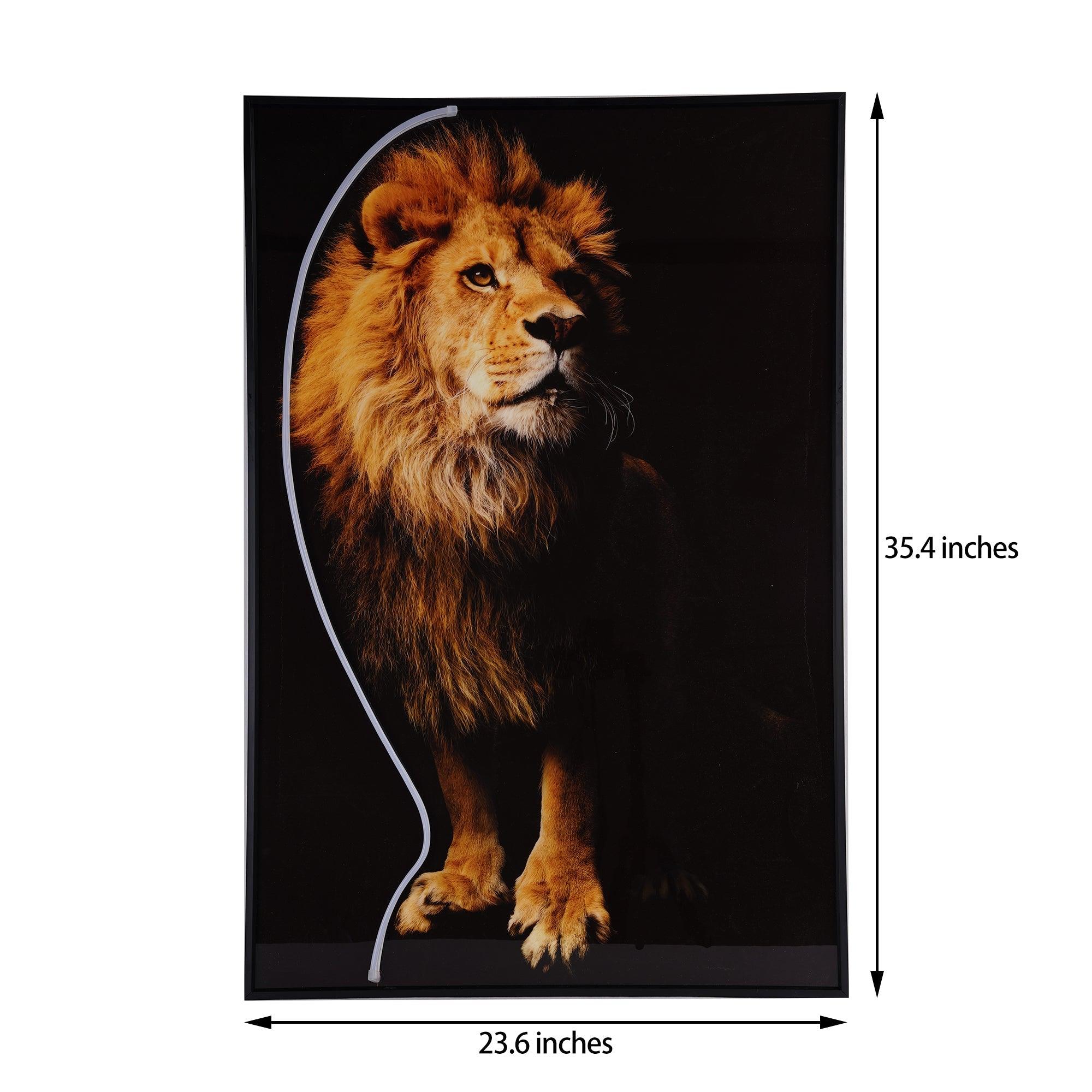 Lion Wall Art with LED Light – Bold & Modern Decor - PRHOMZ