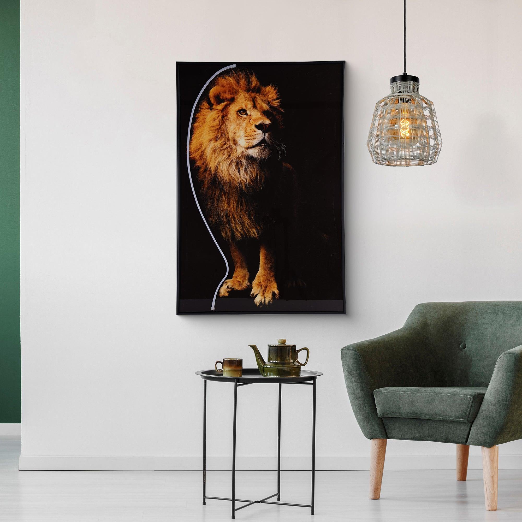Lion Wall Art with LED Light – Bold & Modern Decor - PRHOMZ