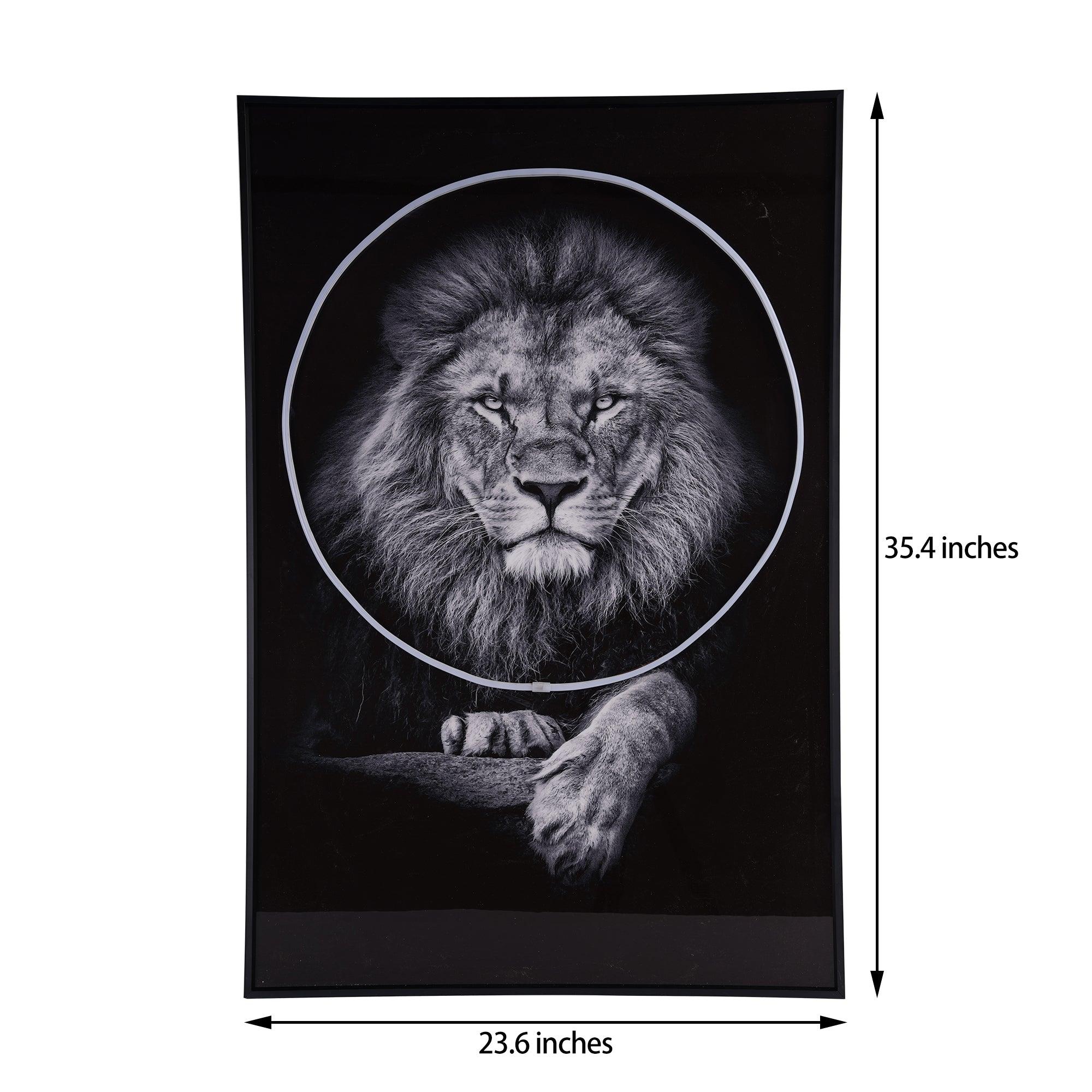 Lion Wall Art with LED Light – Bold & Modern Decor - PRHOMZ