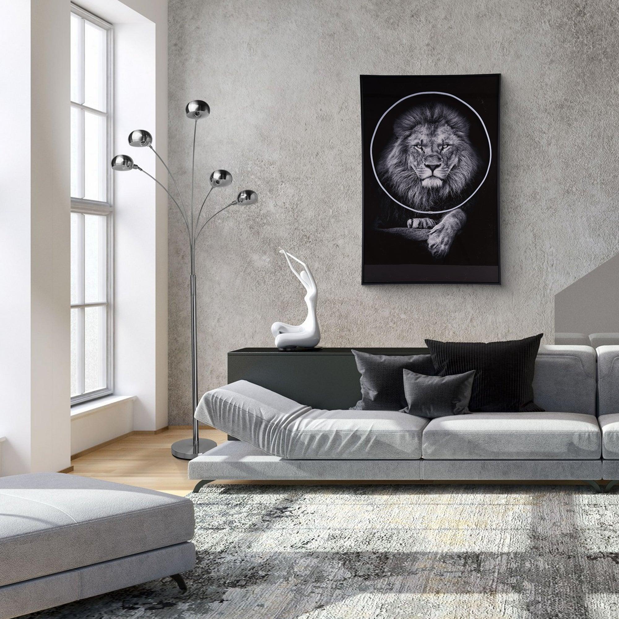 Lion Wall Art with LED Light – Bold & Modern Decor - PRHOMZ