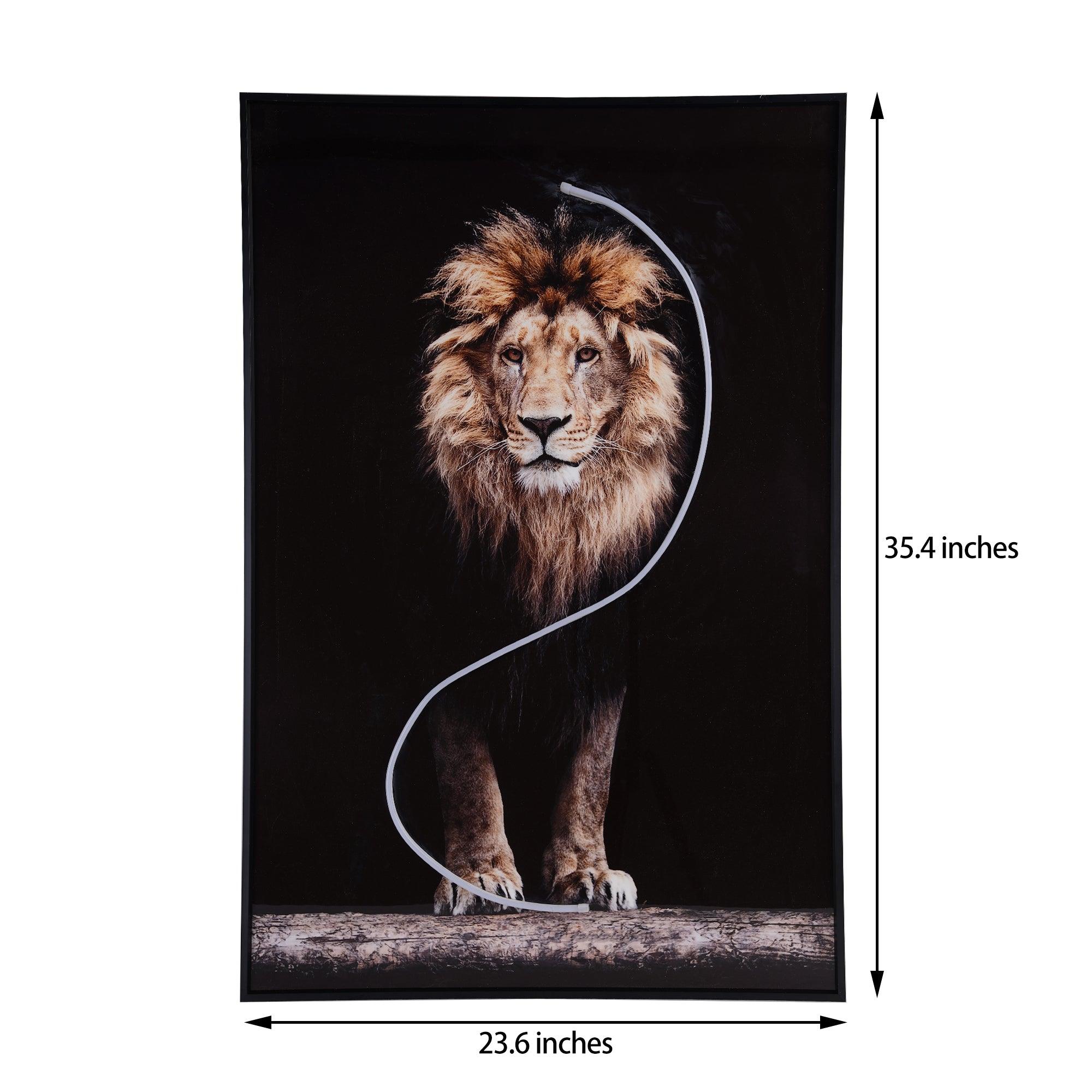 Lion Wall Art with LED Light – Bold & Modern Decor - PRHOMZ
