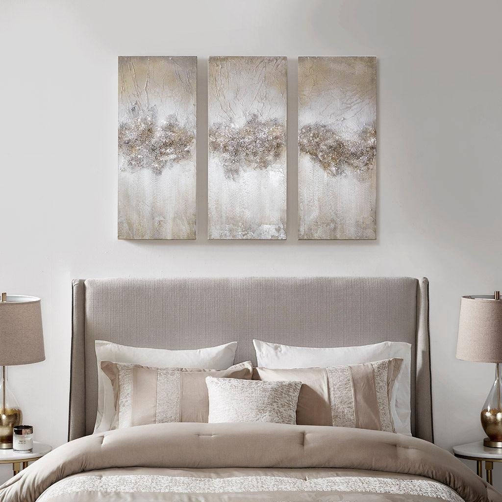 Heavily Embellished 3-piece Canvas Wall Art Set - PRHOMZ