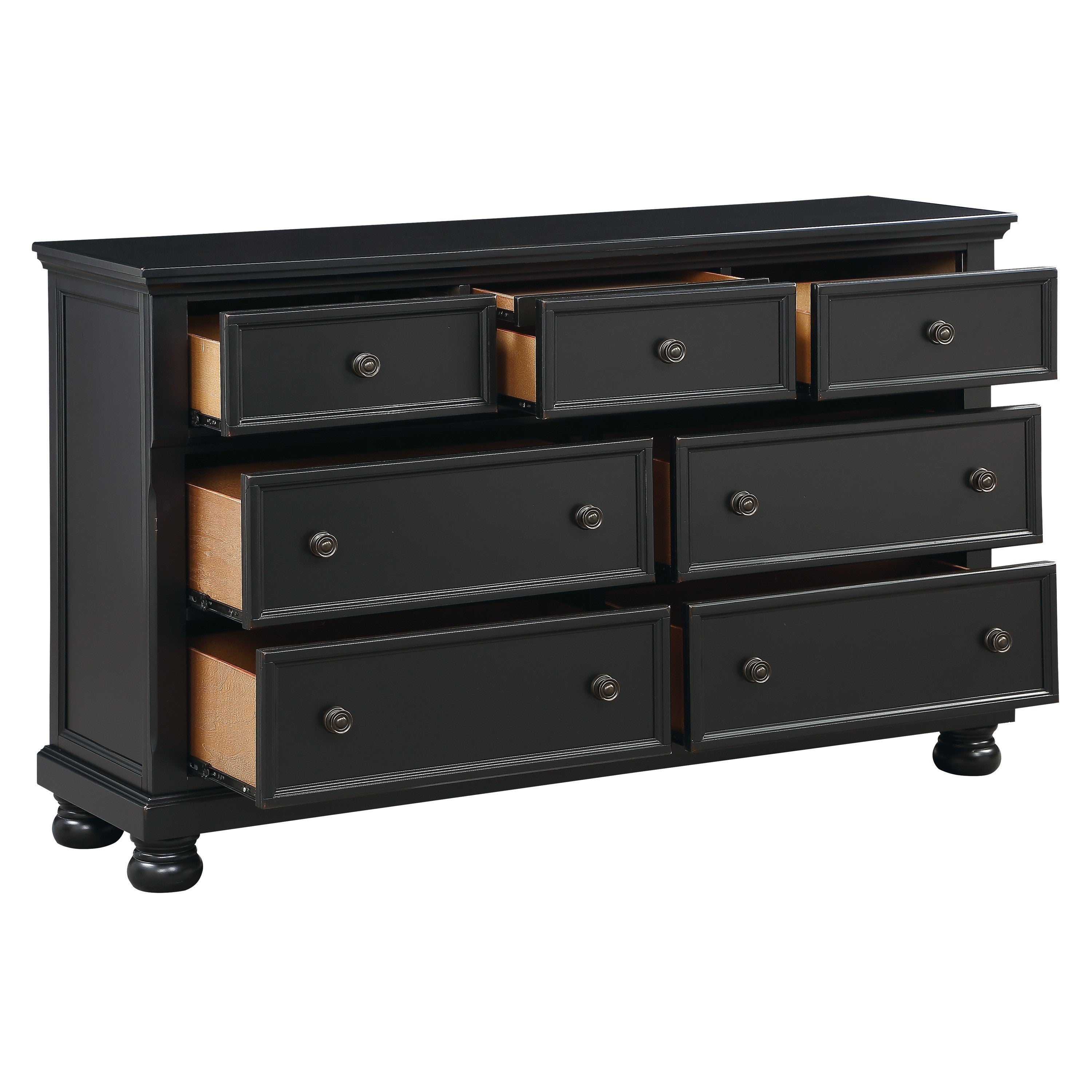 Transitional Black Dresser of 7 Drawers and Jewelry Tray-3