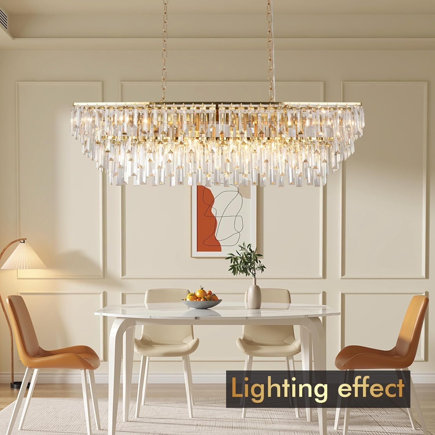 39 Inch Gold Crystal Prisms Chandelier Pendant Light-4