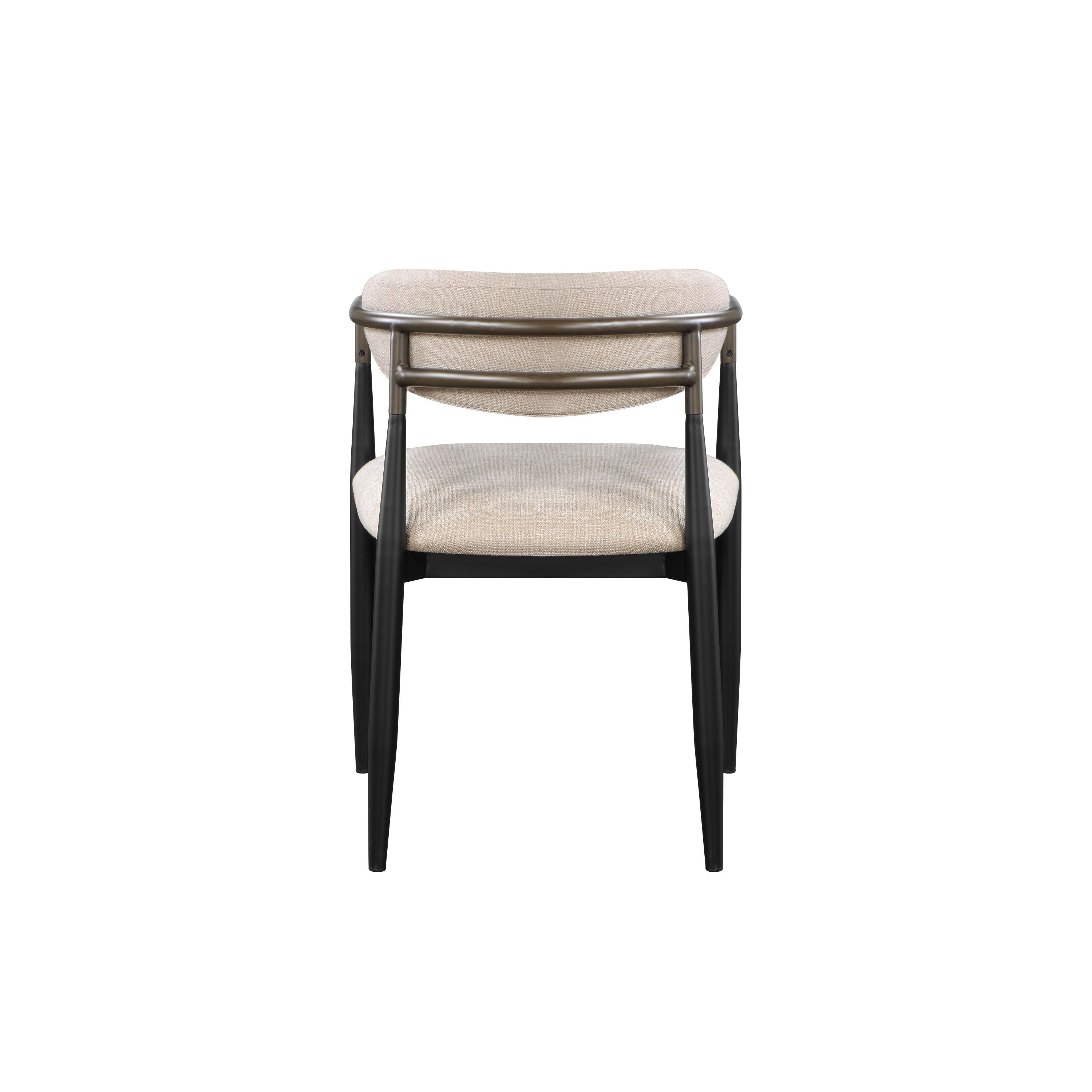 Set of 2 Beige and Black Armchair with Open Back