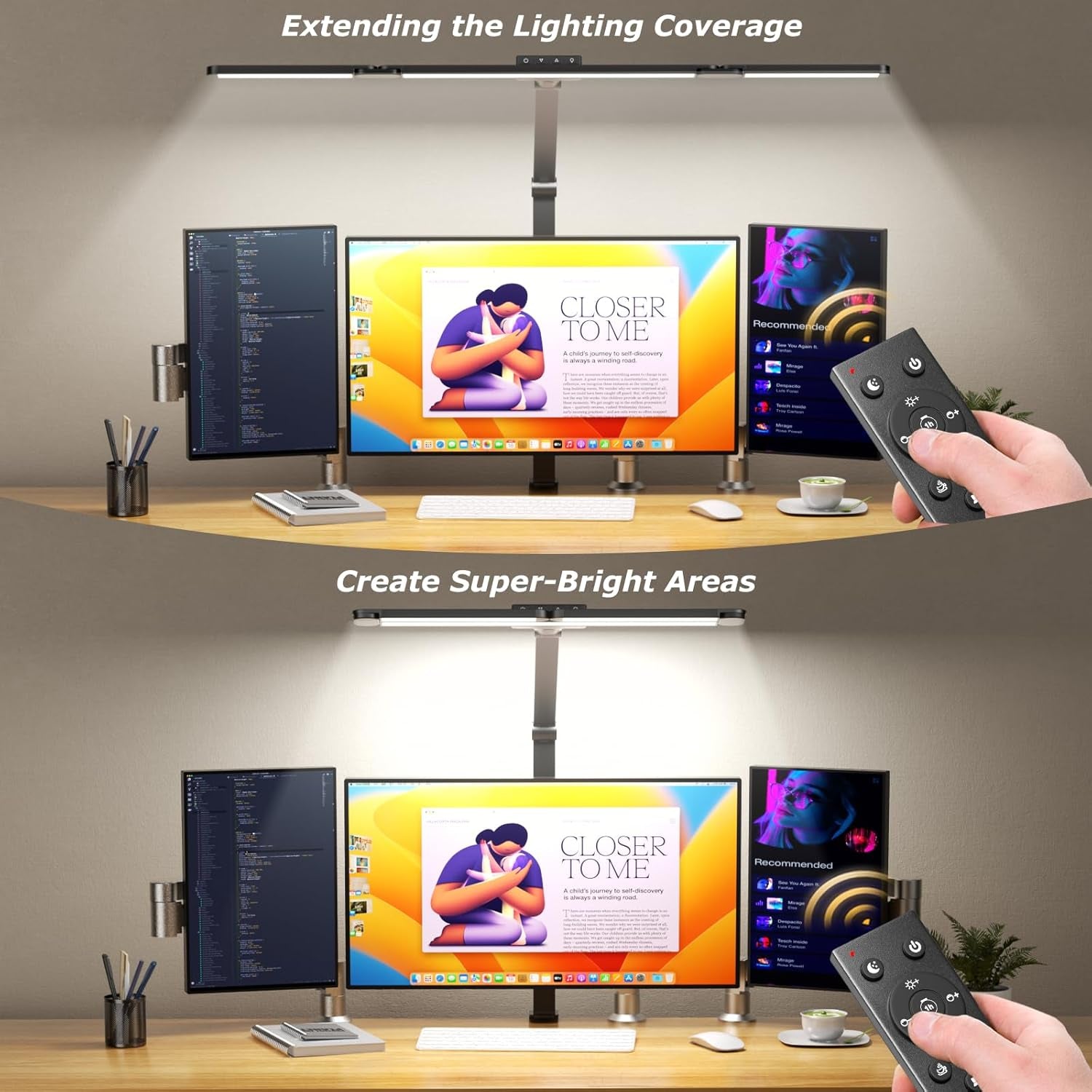 LED Desk Lamp With Clamp Stepless Dimming Home Office