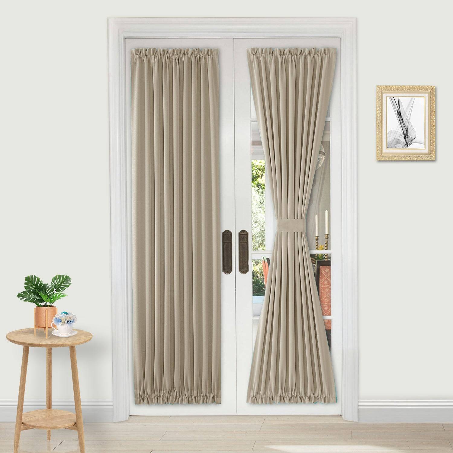 DWCN French Blackout Door Curtains, 1 Curtain Panel with Tieback-6