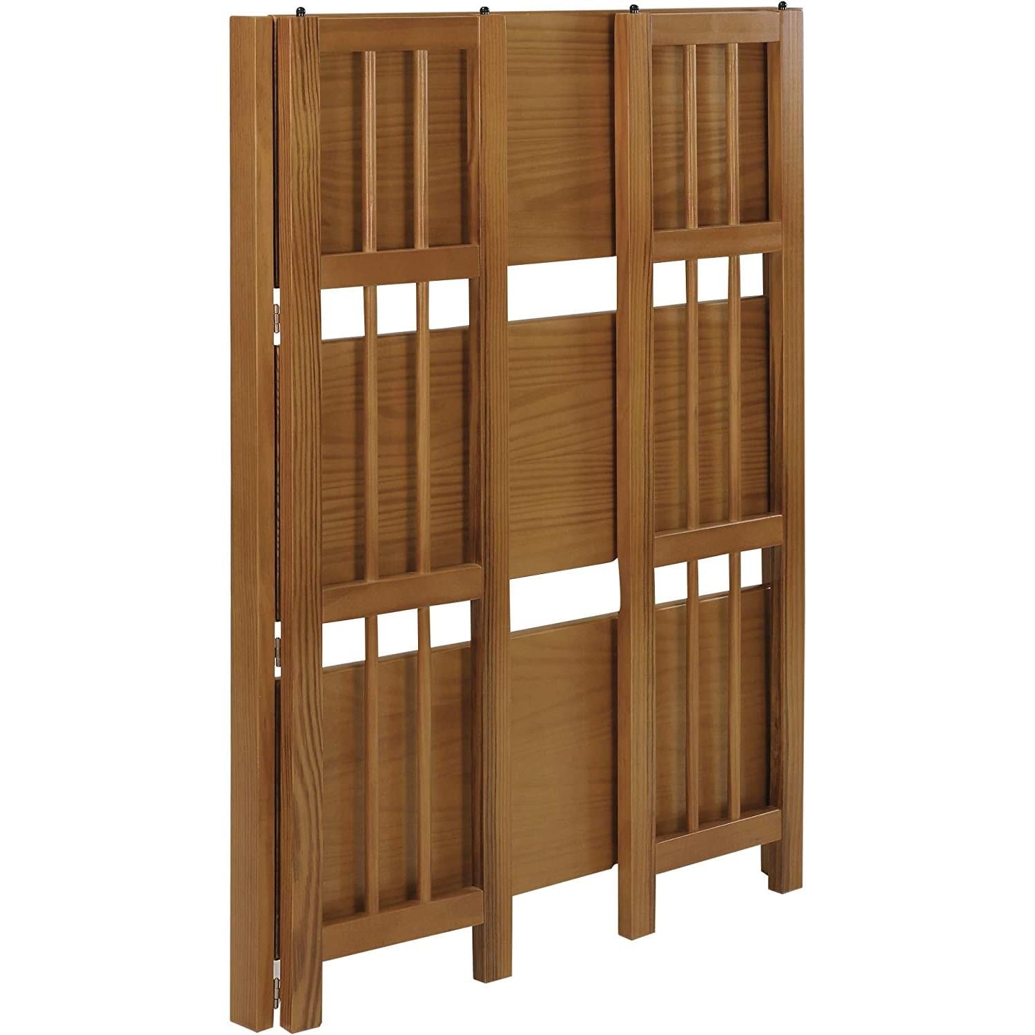 Chestnut Three Shelf Stackable Bookcase Solid Wood