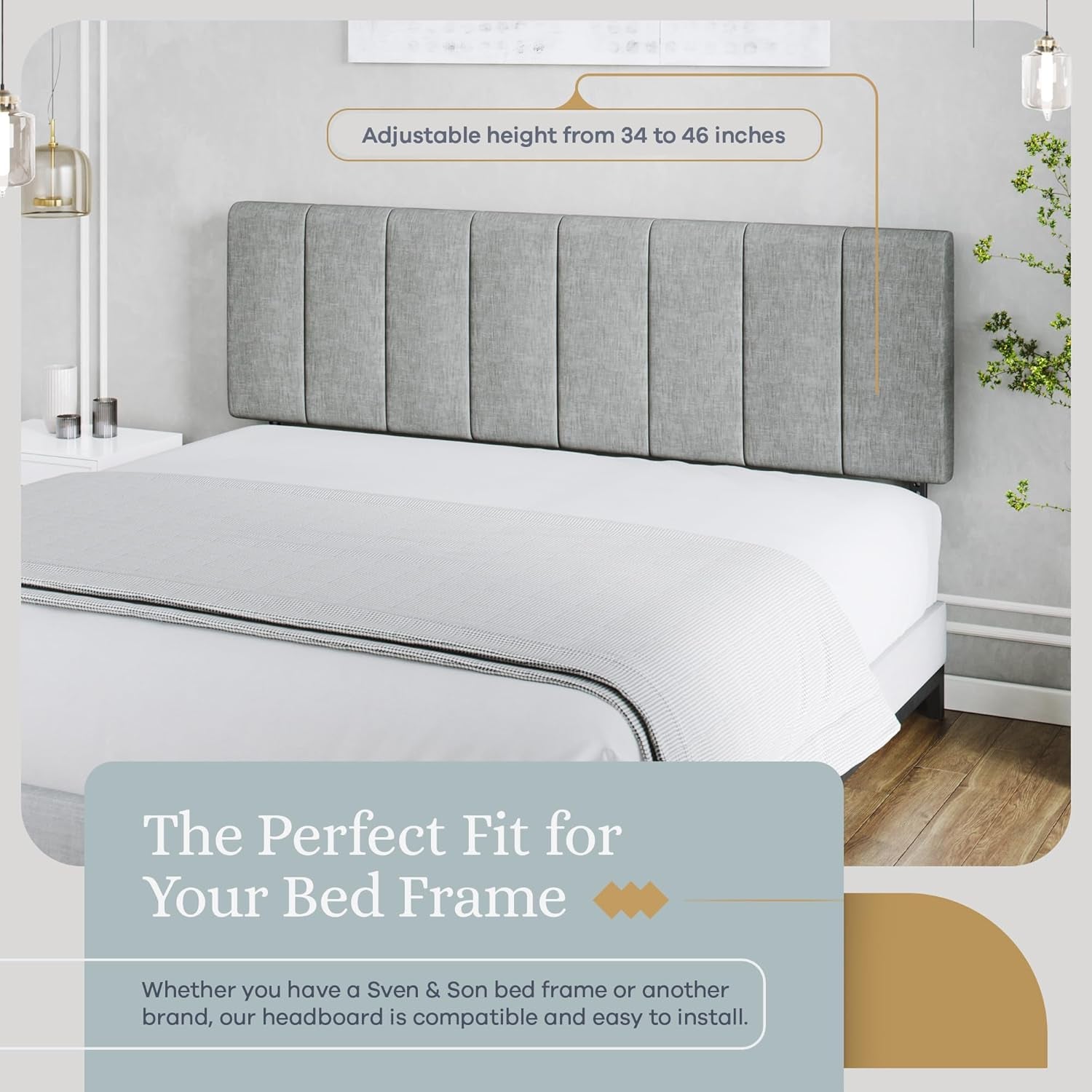 Elegant Vertical Channel Tufted Upholstered Headboard King