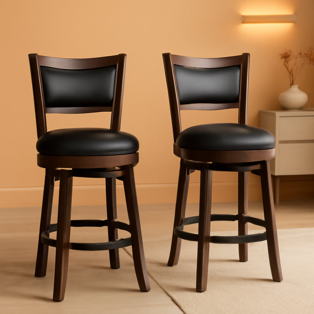 24 Inch Counter Height Swivel Bar Stools Black Set Of 2