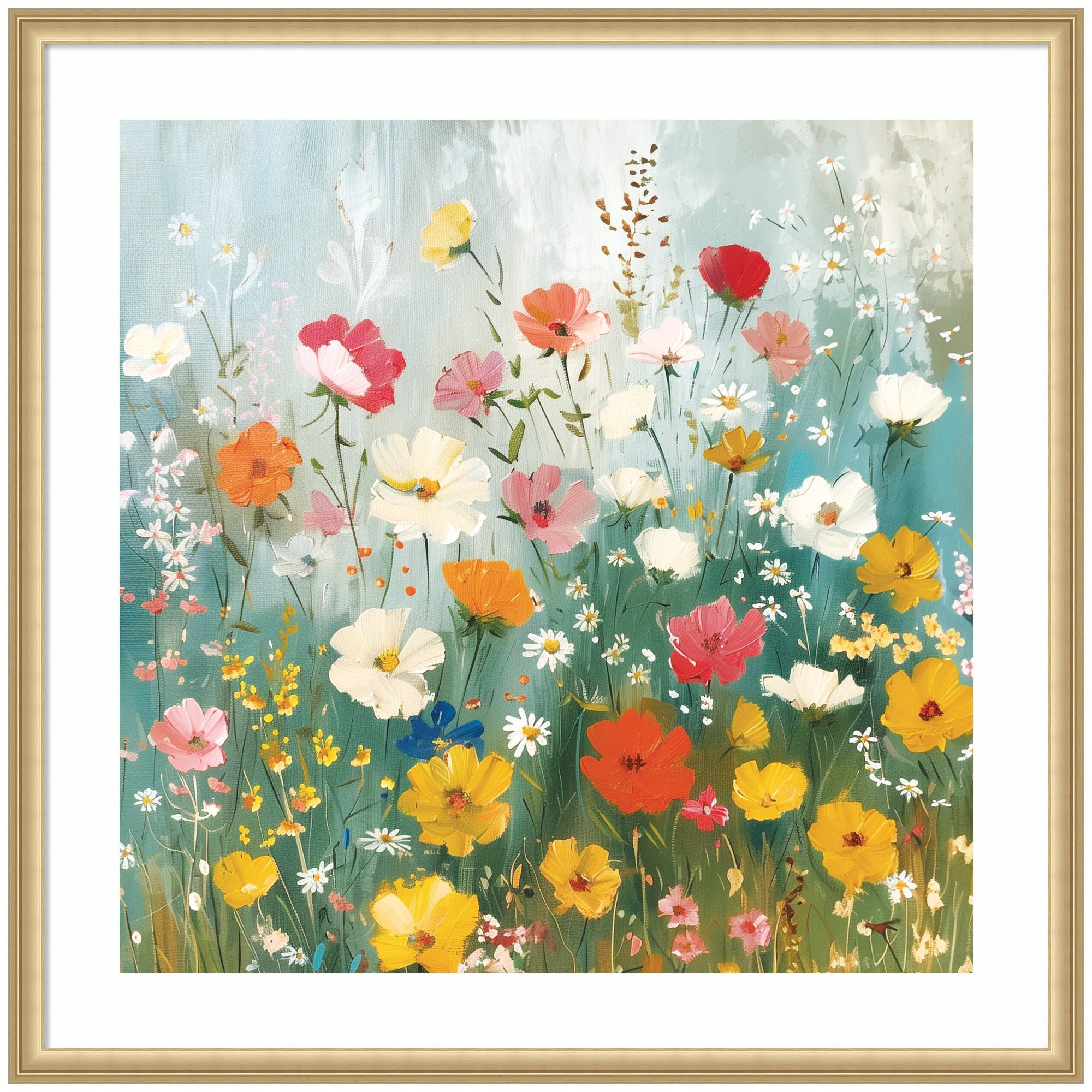 Framed Art Boho Wildflower Garden by The Creative Bunch Studio