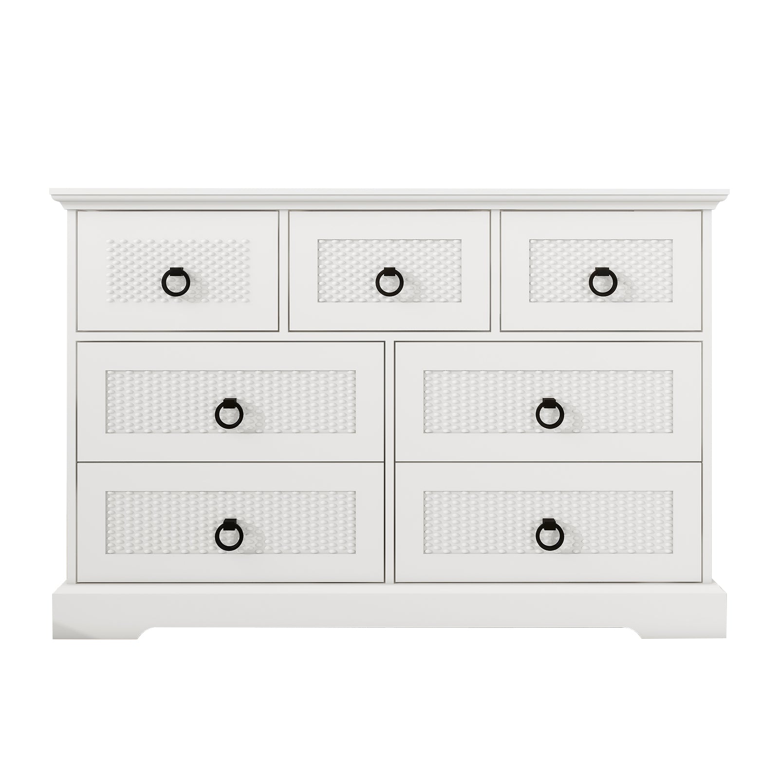 Modern 7-Drawer Dresser – 47" Wide Farmhouse Chest for Bedroom, Living Room, Entryway – White Tall Storage Cabinet