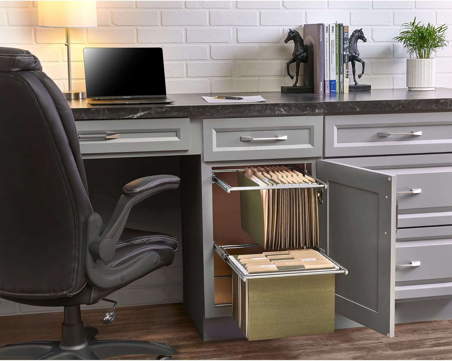 Two Tier Base Cabinet File Drawer Organizer Chrome 14.5 in