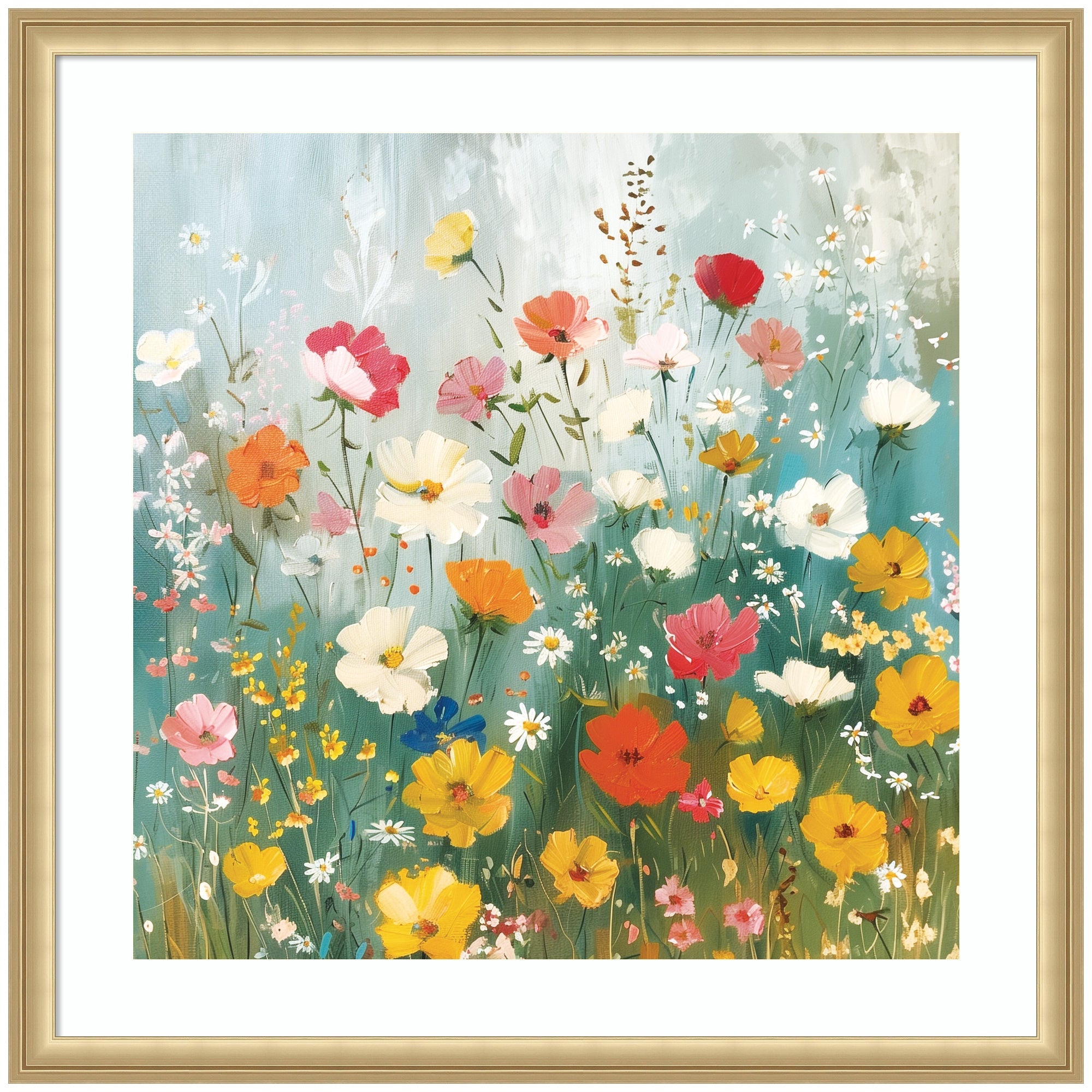 Framed Art Boho Wildflower Garden by The Creative Bunch Studio