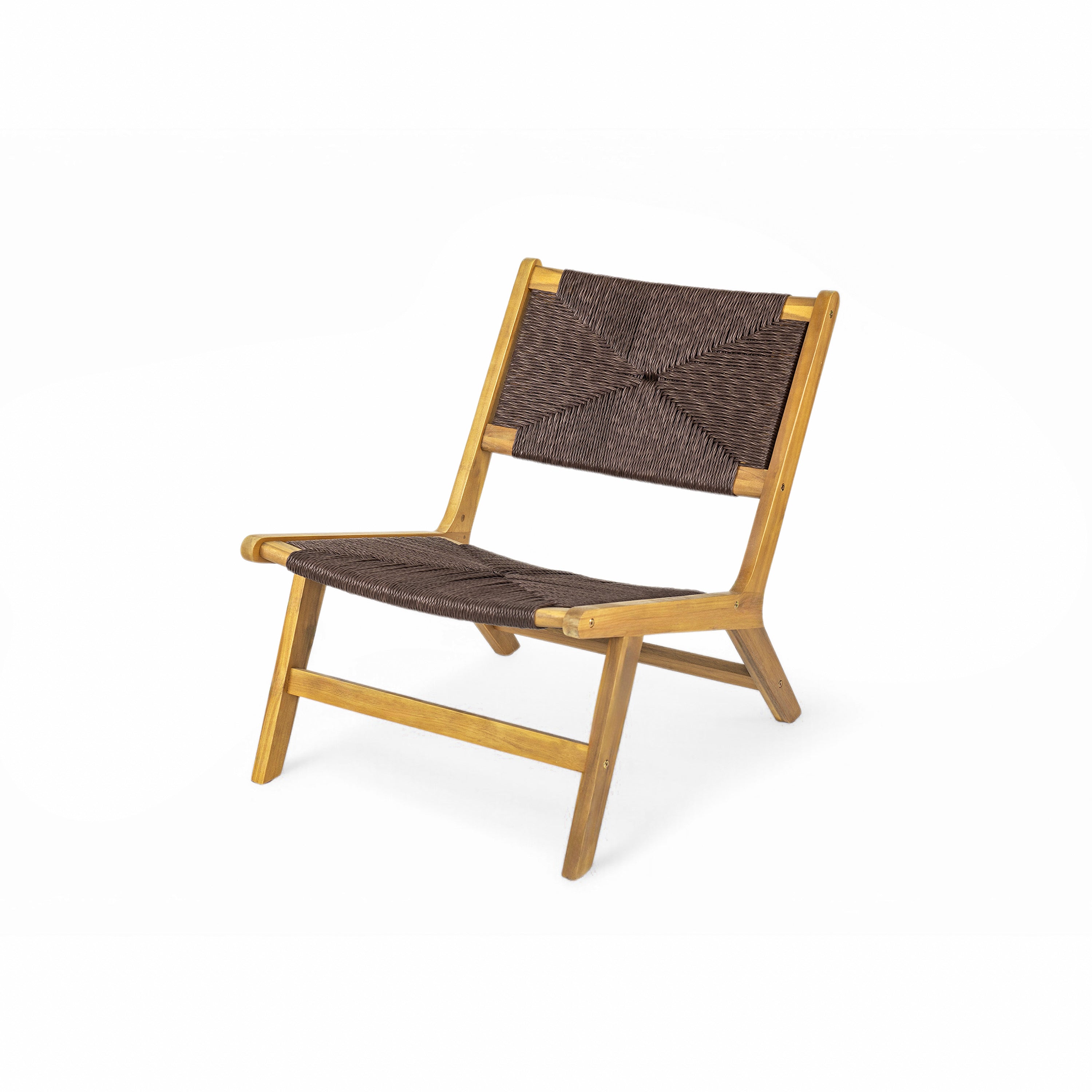 Acacia Wood Outdoor Armless Lounge Chair - Teak Set of 2
