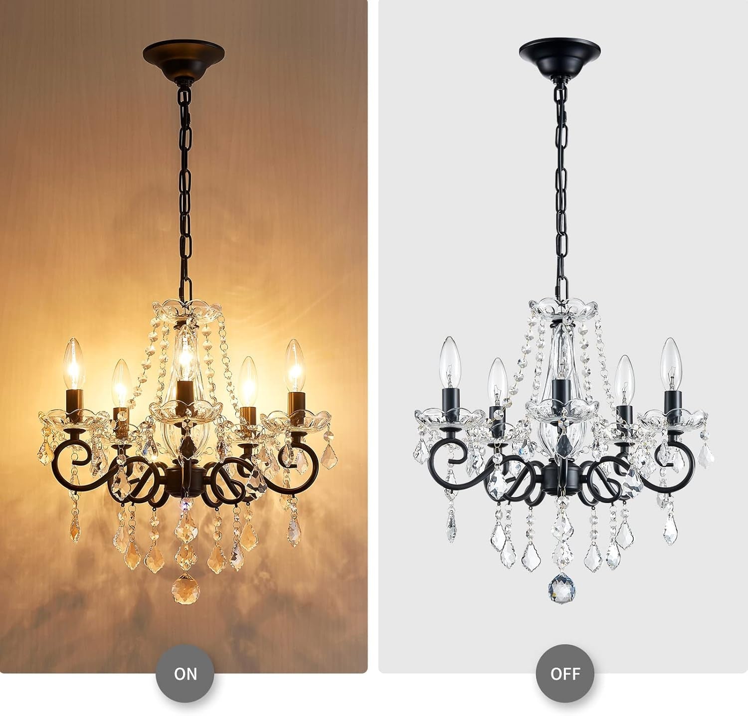 Small Black Crystal Chandelier Pendant Light Fixture-3