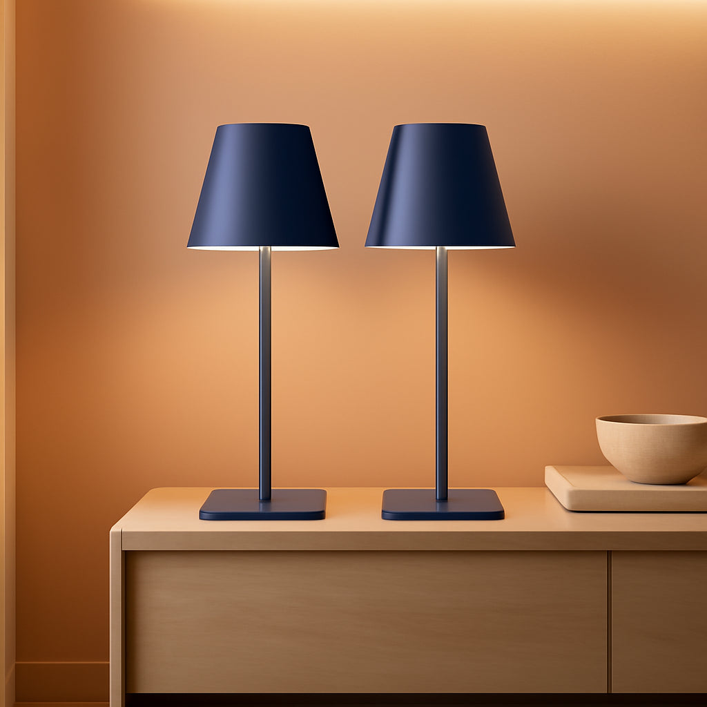 2 Pack Cordless Rechargeable LED Desk Lamp With 3 Color Stepless Dimming Blue For Home Office And Outdoor Settings