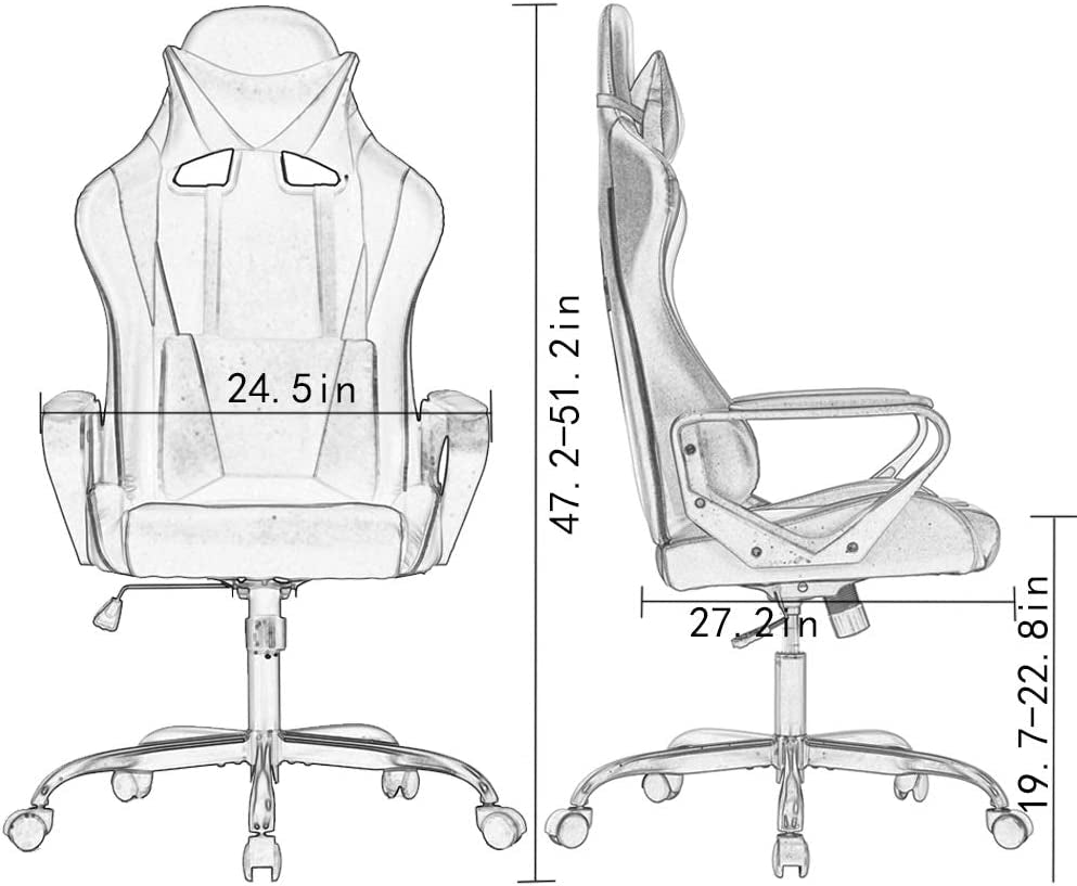 Gaming Chair With Ergonomic Adjustable Lumbar Support