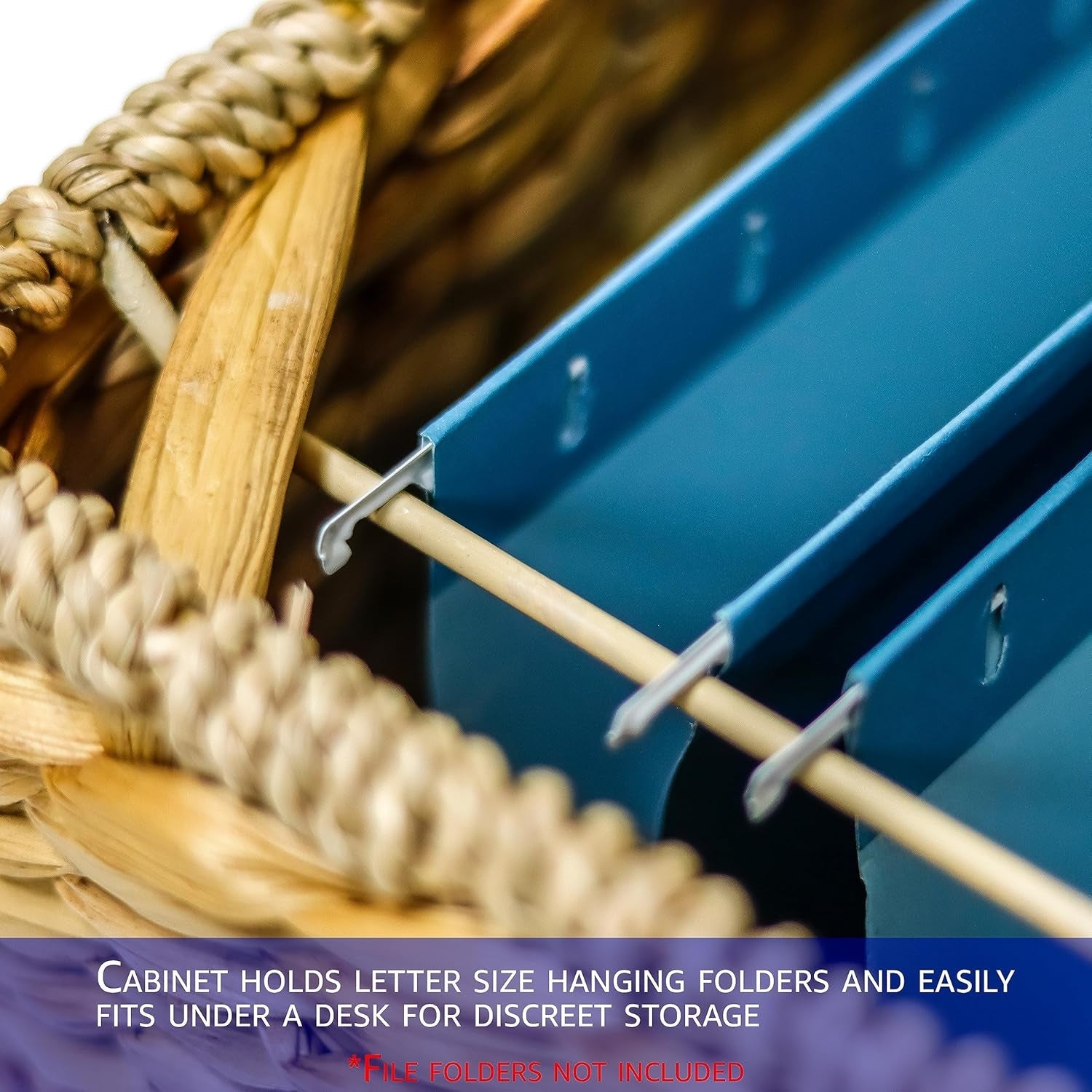 Wicker Rolling File Box Letter Size Natural For Office