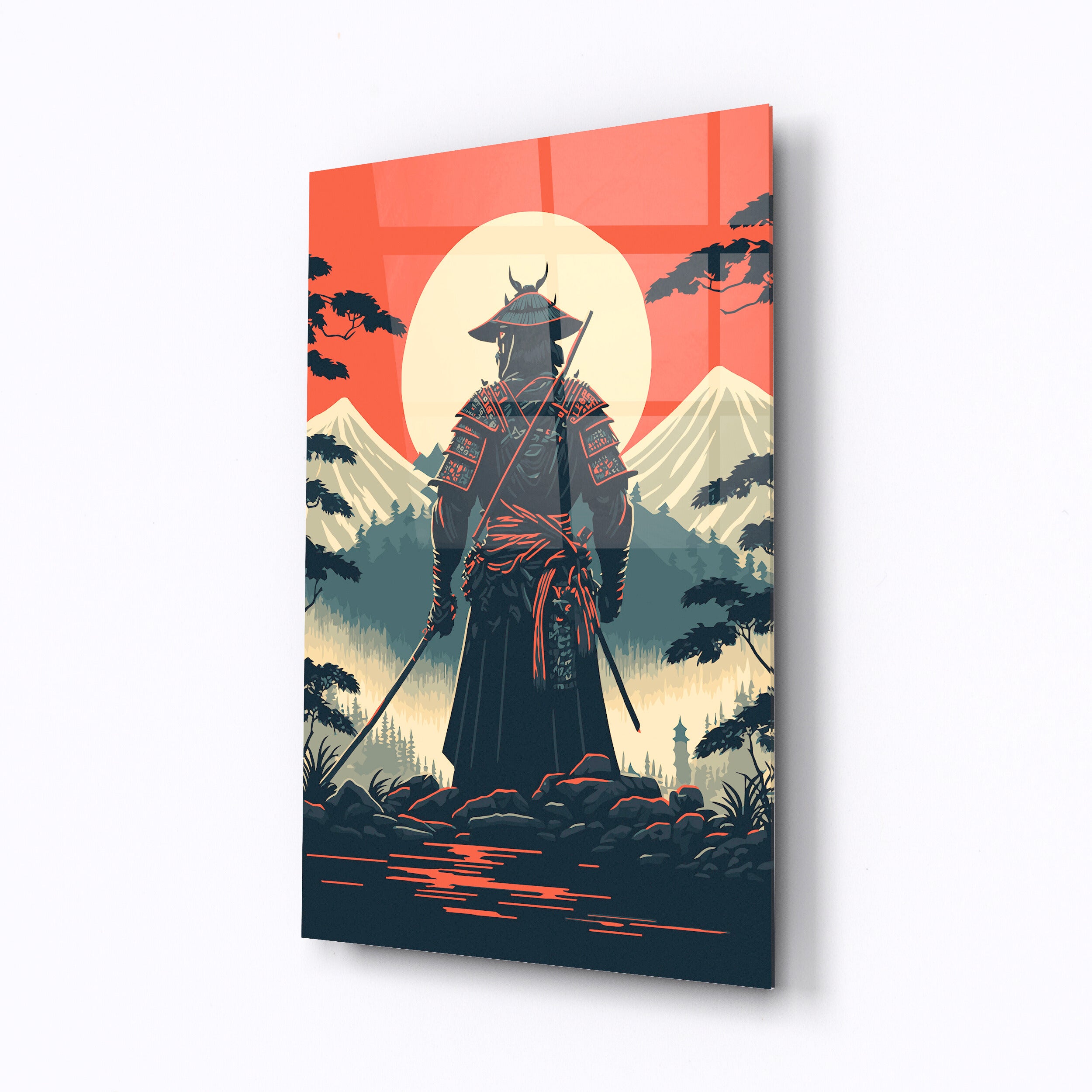 Tempered glass wall art Japanese samurai-0