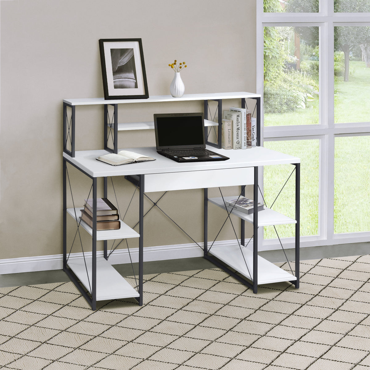White and Black Recording Studio Desk