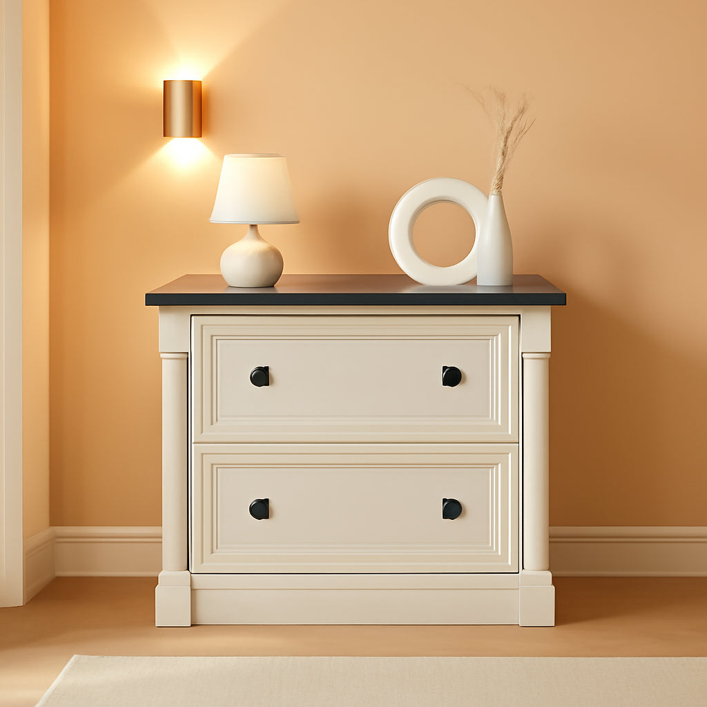 Two Drawer File Cabinet In Glacier Oak With Interlocking Drawers