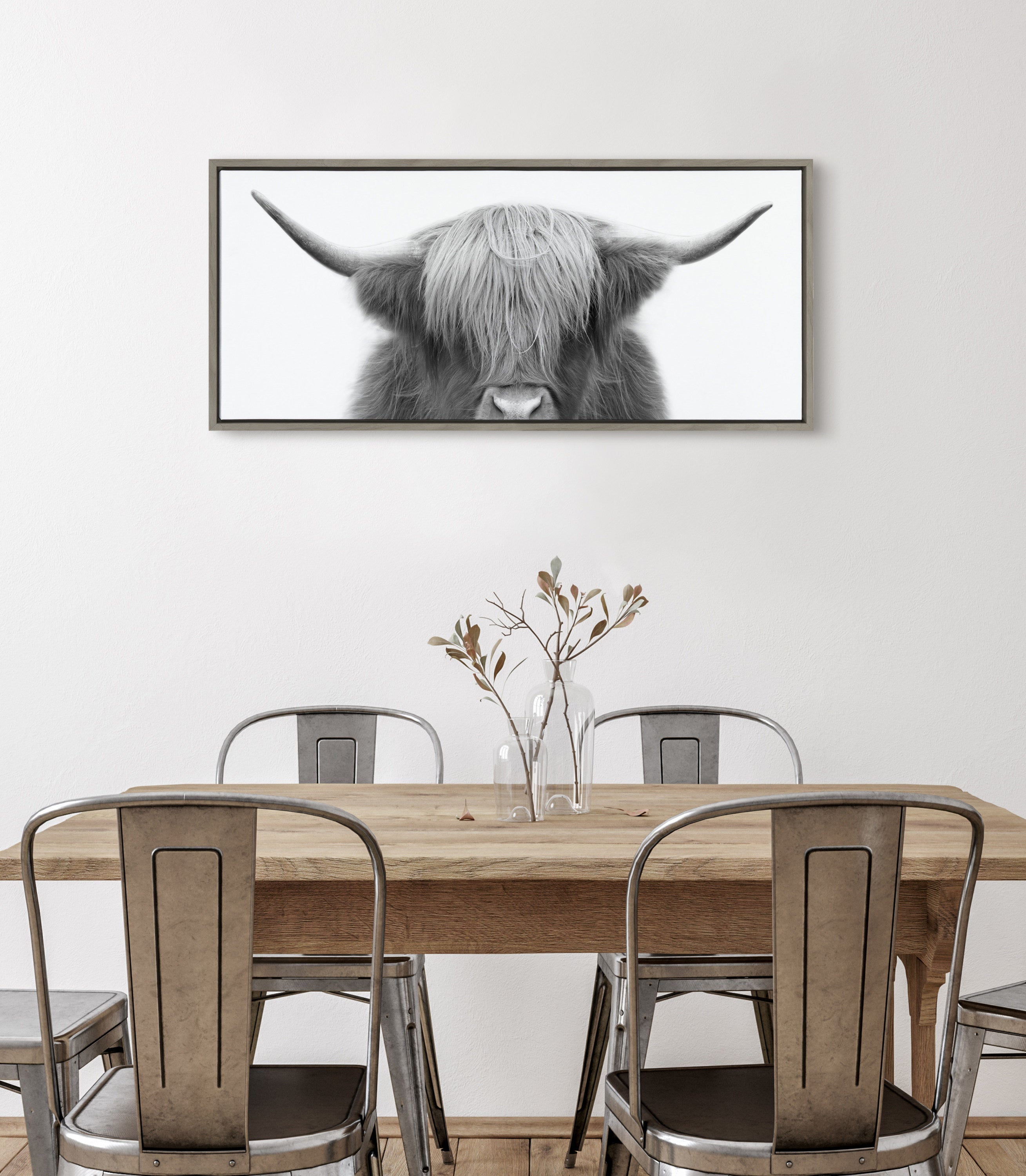 Sylvie Hey Dude Highland Cow Framed Canvas by The Creative Bunch Studio