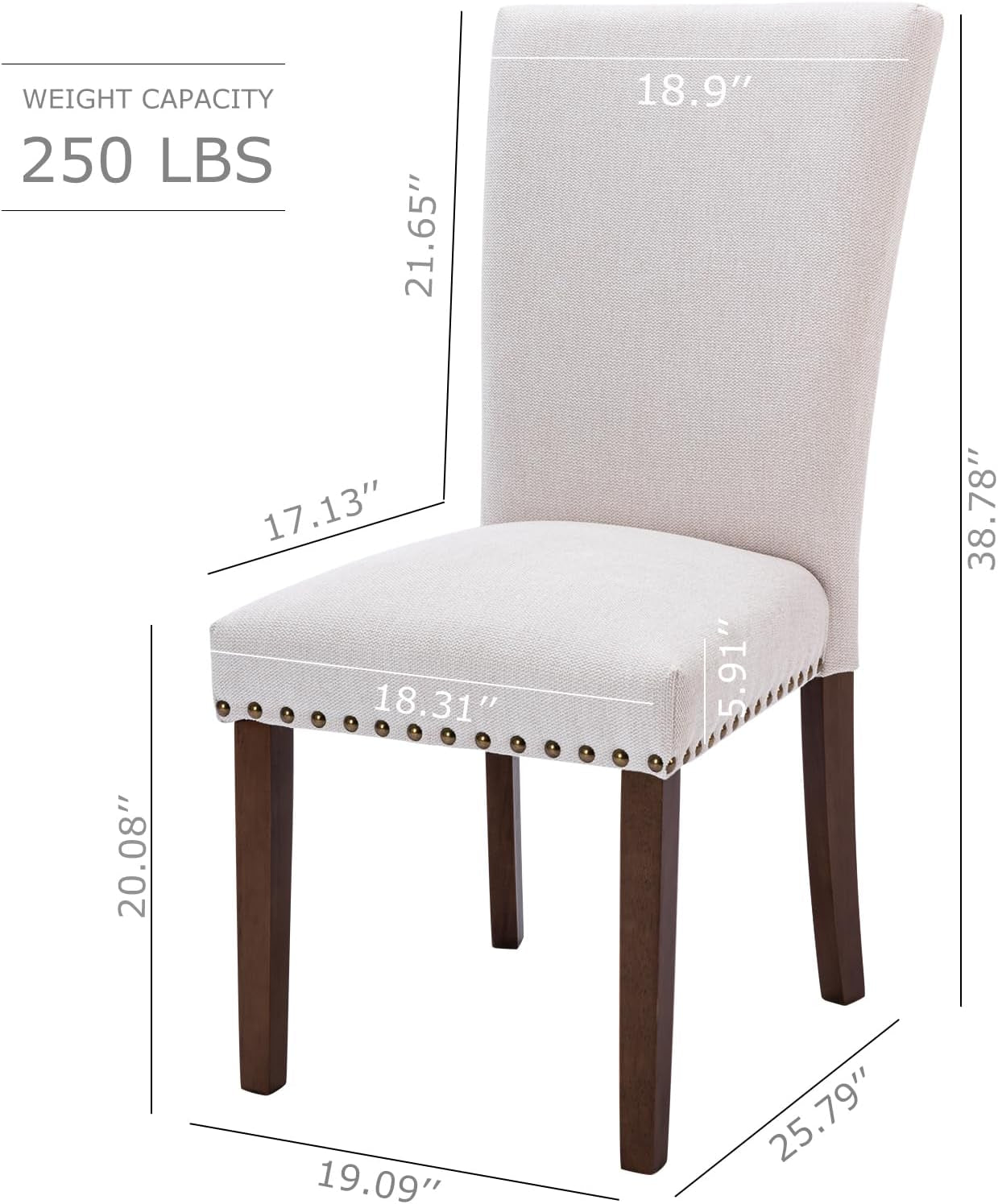 Beige Linen Upholstered High Back Counterheight Chairs