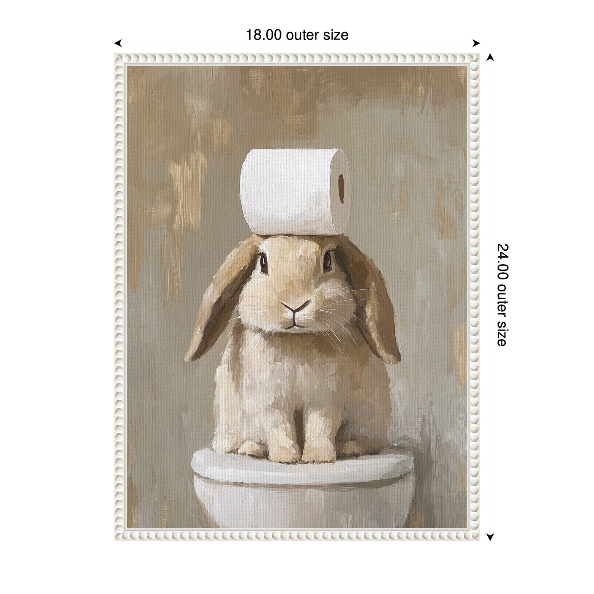 Sylvie Toilet Paper Roll on Cute Bunny Head Bathroom Art Framed Canvas by The Creative Bunch Studio