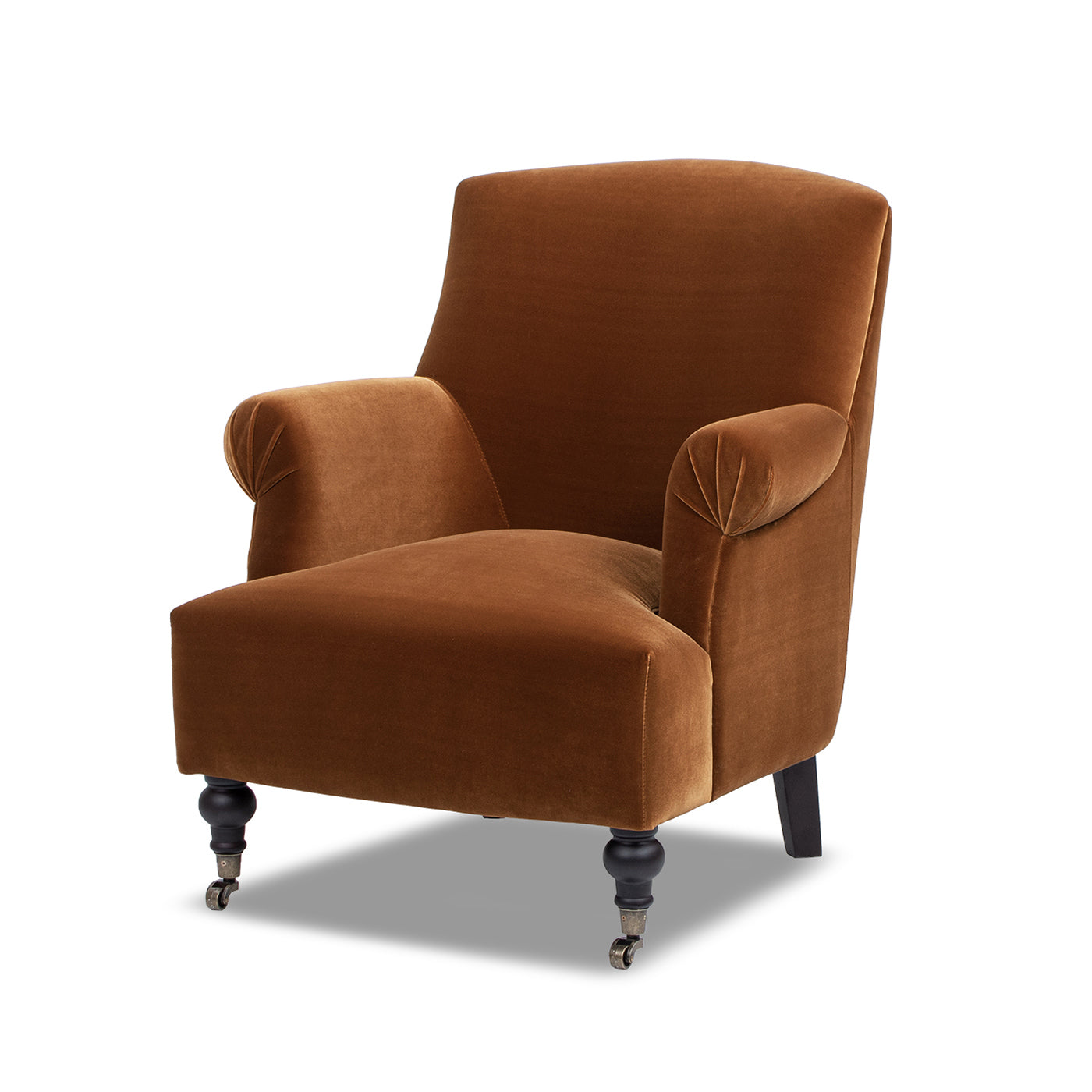 Eloise 30' Pleated Sock Arm Accent Armchair, Burnt Orange Performance Velvet