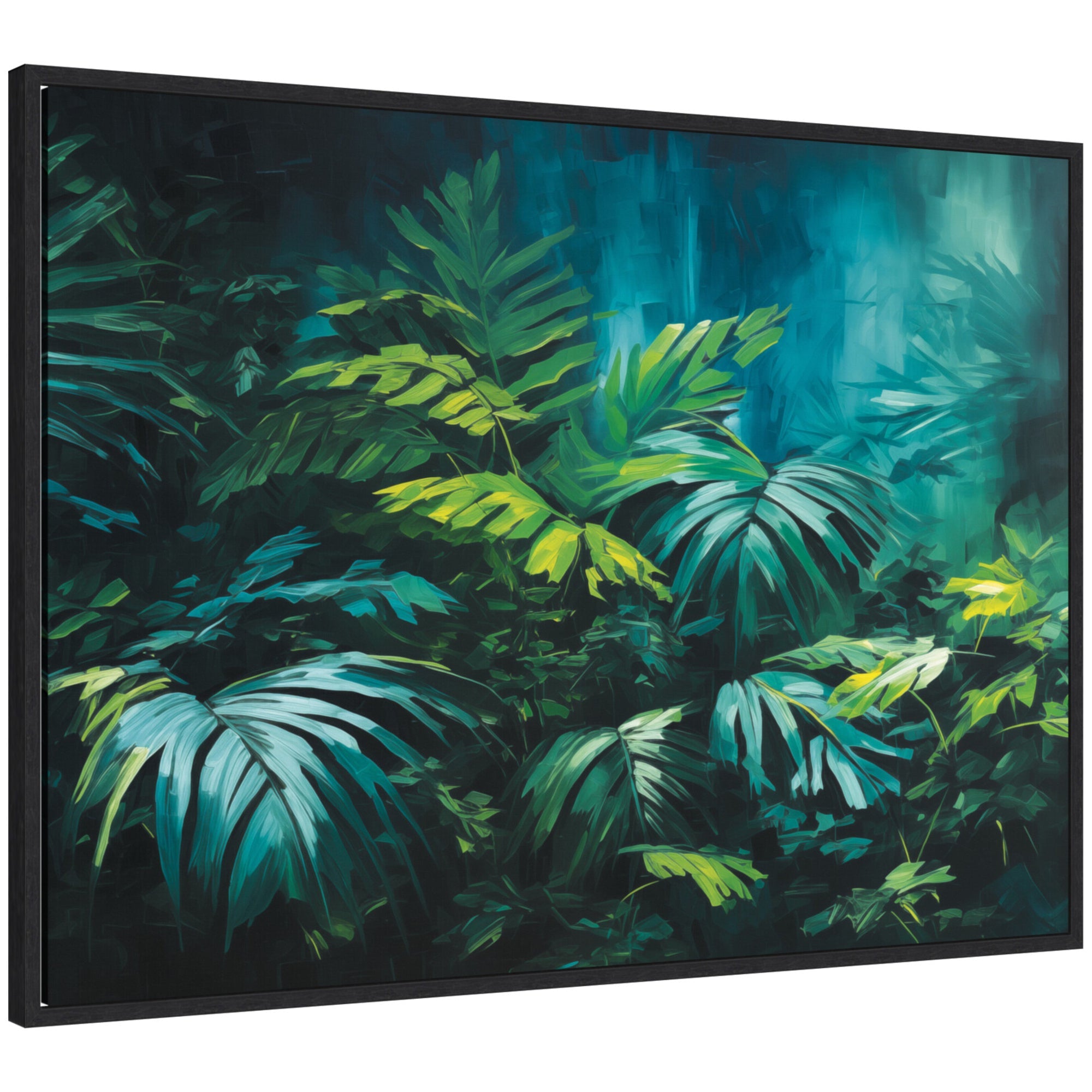 Sylvie Midnight Tropics Lush Landscape Framed Canvas by The Creative Bunch Studio