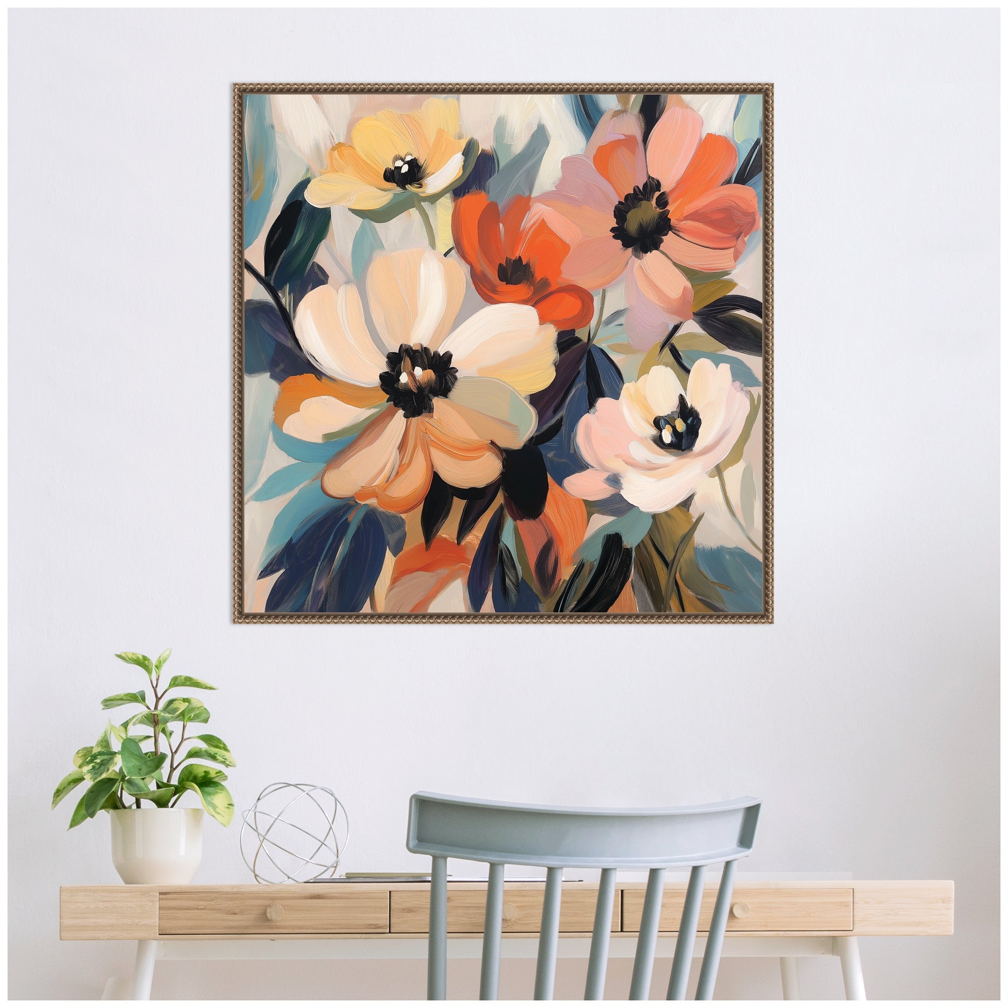 Sylvie Garden Bloom Abstract Bouquet III Framed Canvas by The Creative Bunch Studio