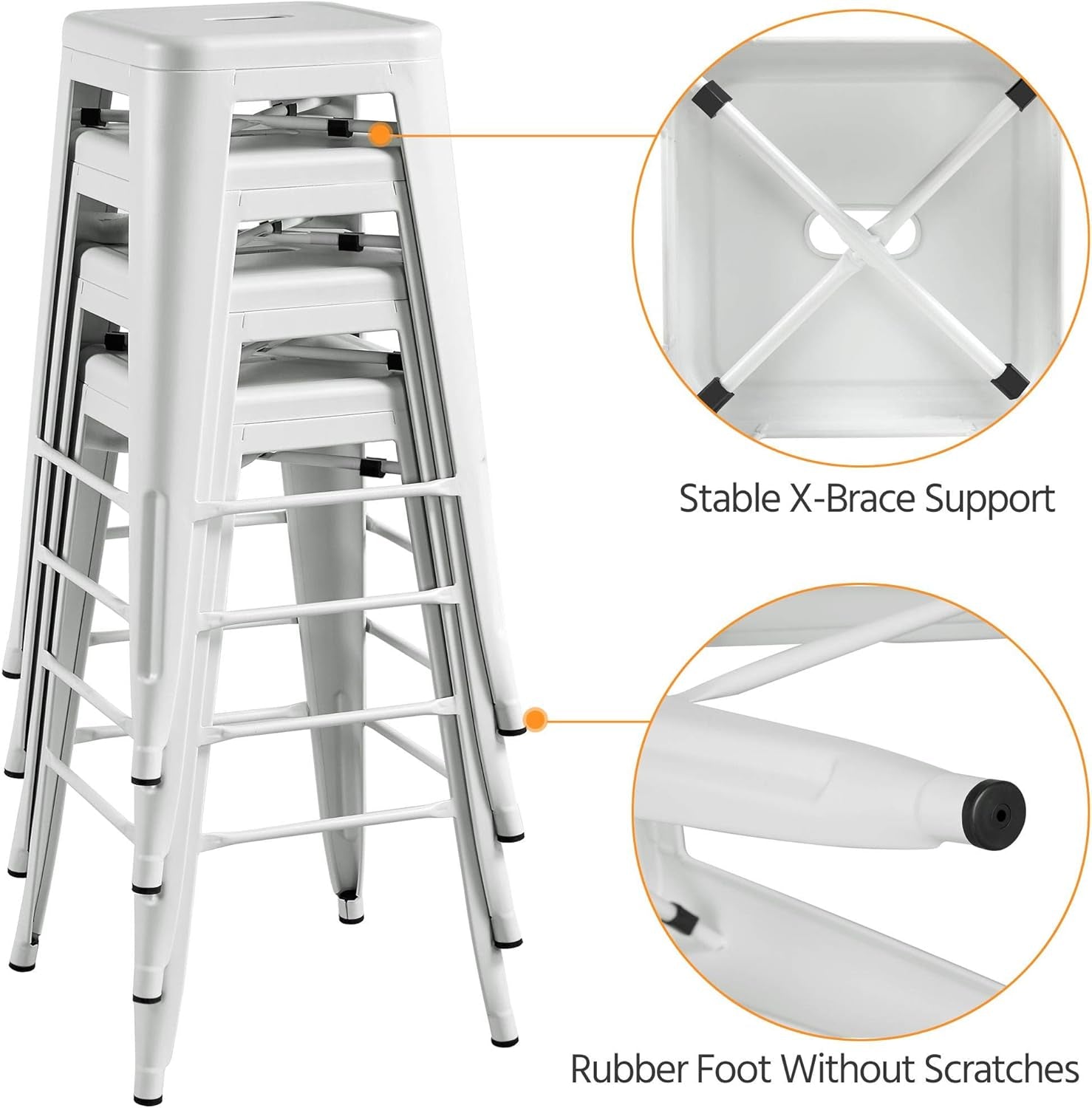 30 Inch Stacking Metal Bar Stool Indoor Outdoor Use