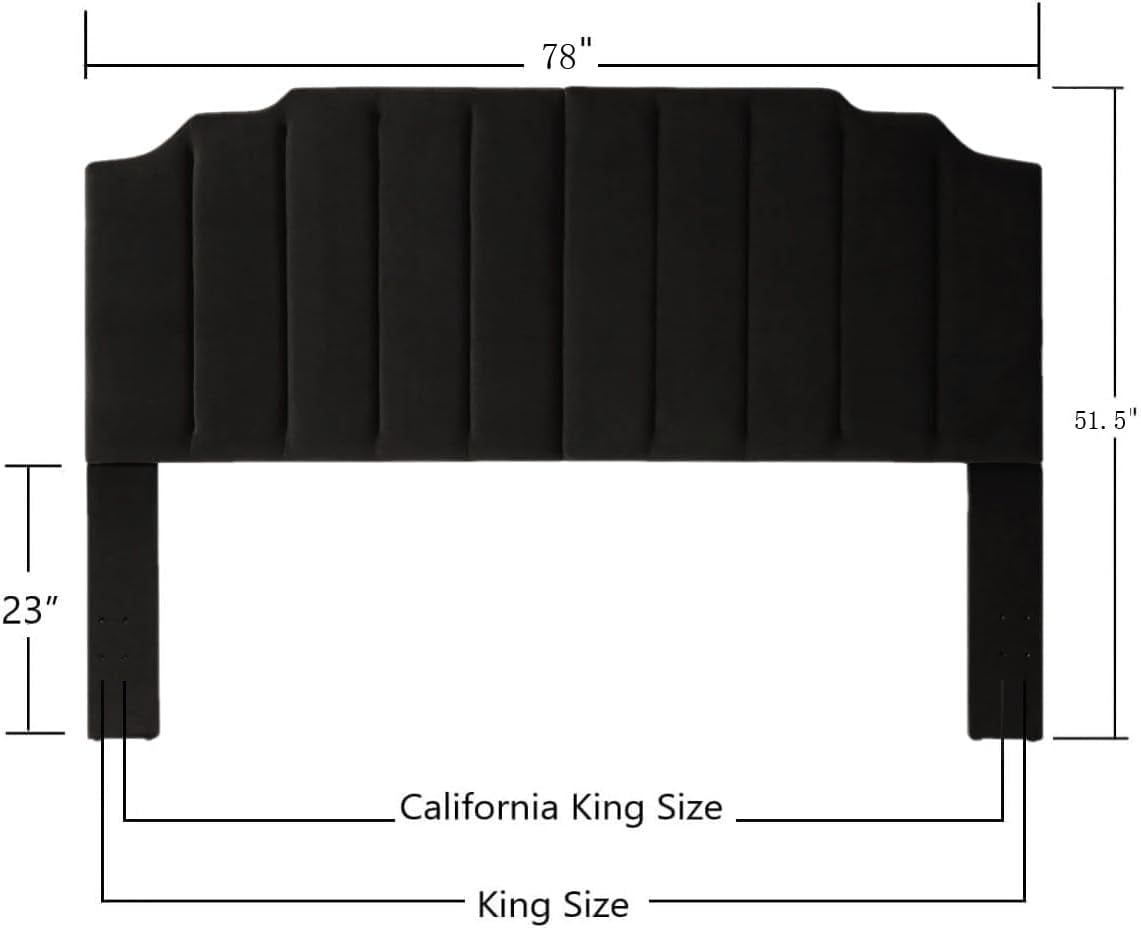 Elegant Black Velvet Tufted King Upholstered Headboard