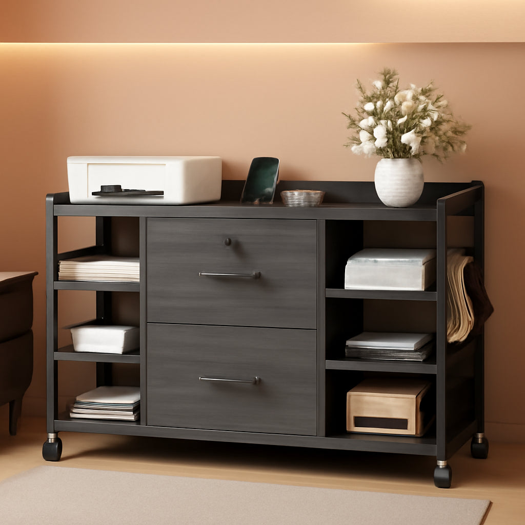 44 Inch 2 Drawer File Cabinet Grey With Lock For Office