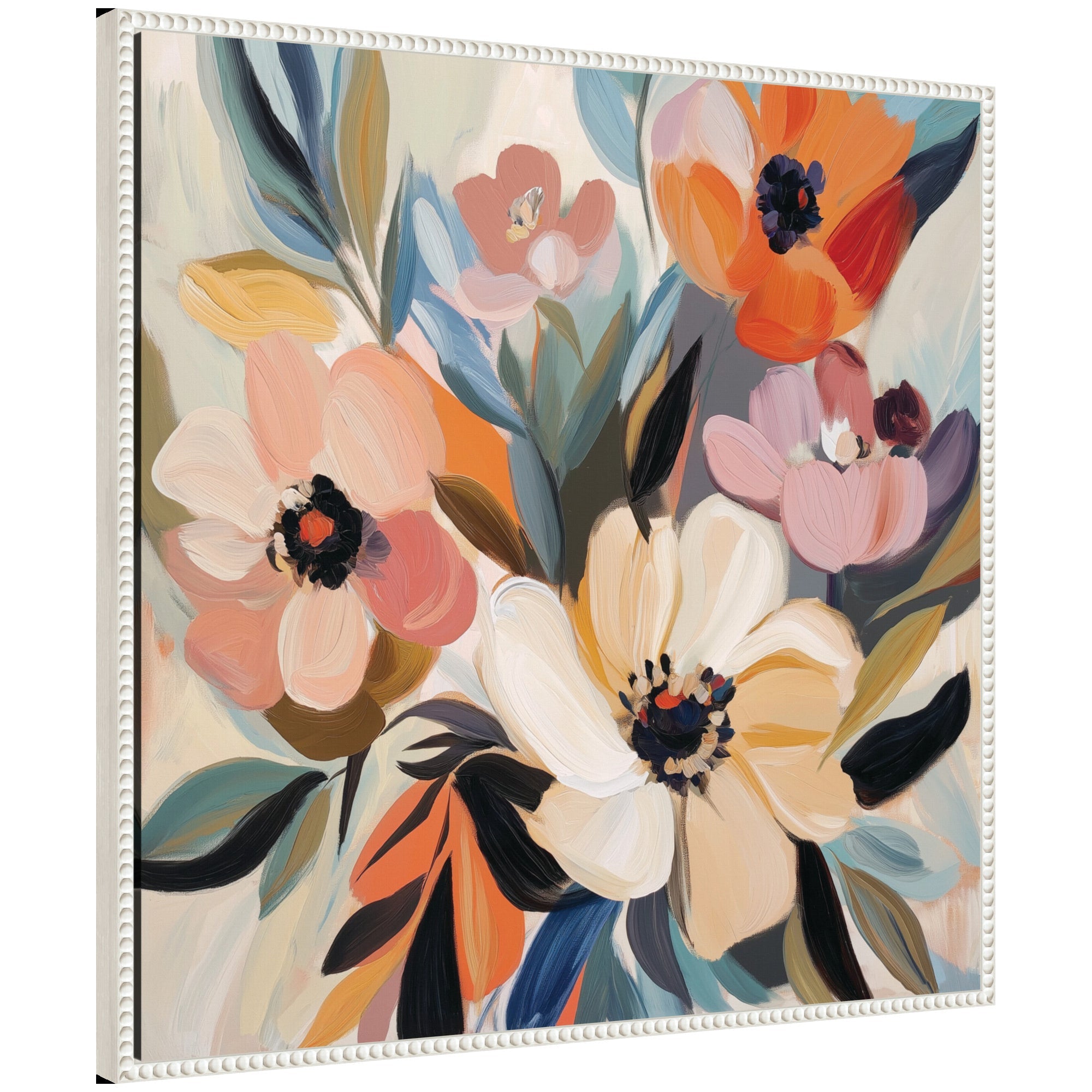 Sylvie Garden Bloom Abstract Bouquet I Framed Canvas by The Creative Bunch Studio