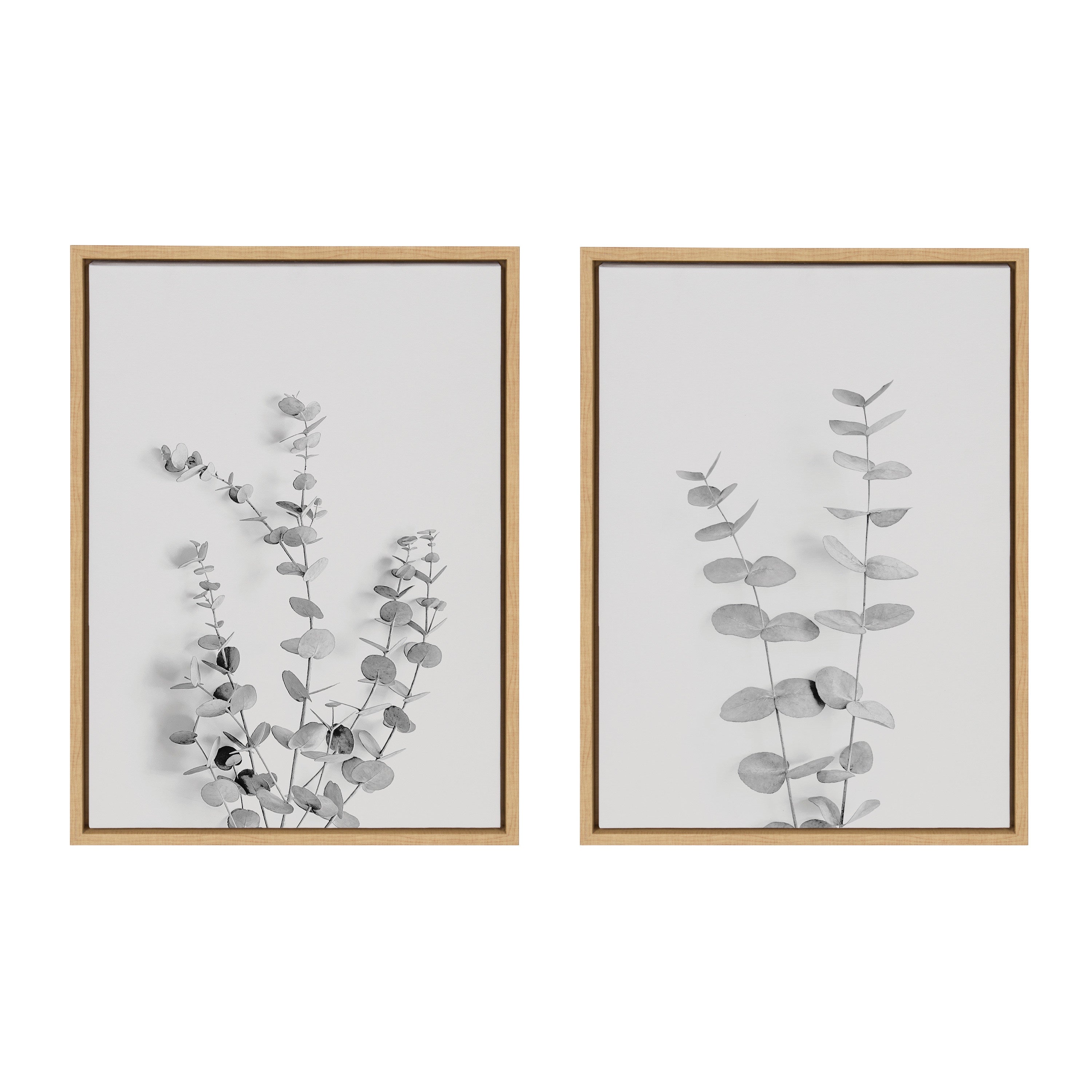 Sylvie Neutral Botanical 3 and 4 Soft White Framed Canvas by The Creative Bunch Studio