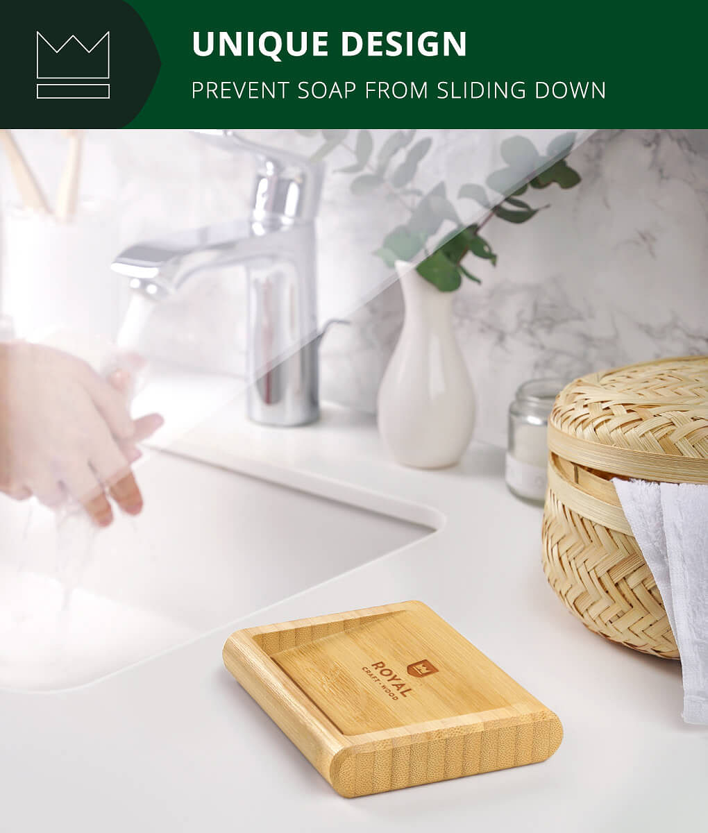 Bamboo Soap Dish Set of 2-4