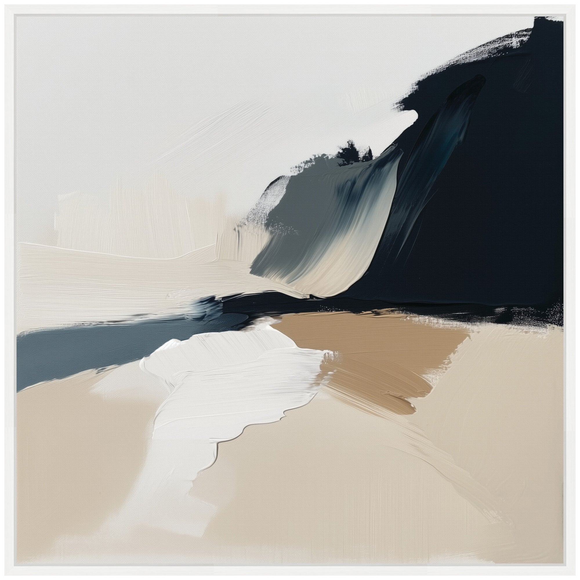 Sylvie Coastal Sand Modern Abstract Landscape II Framed Canvas by The Creative Bunch Studio